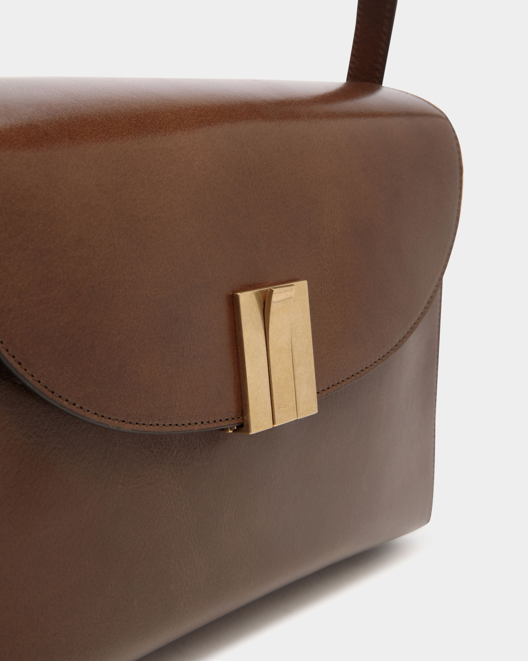 Bolso De Hombro Ollam De Piel Marron Glacé - Mujer - Bally - 04