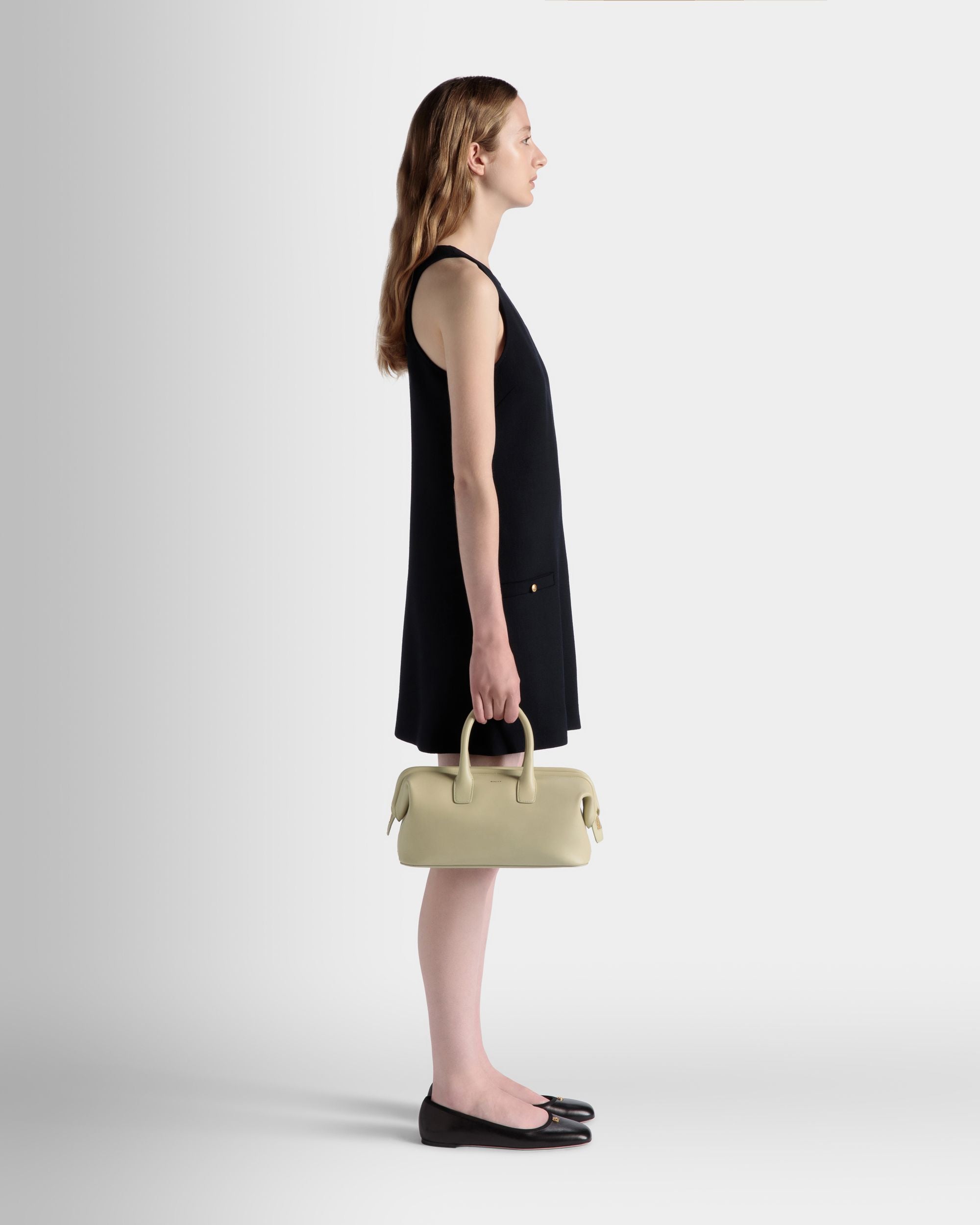Belle Small Top Handle Bag In Light Green Leather - Women's - Bally - 02