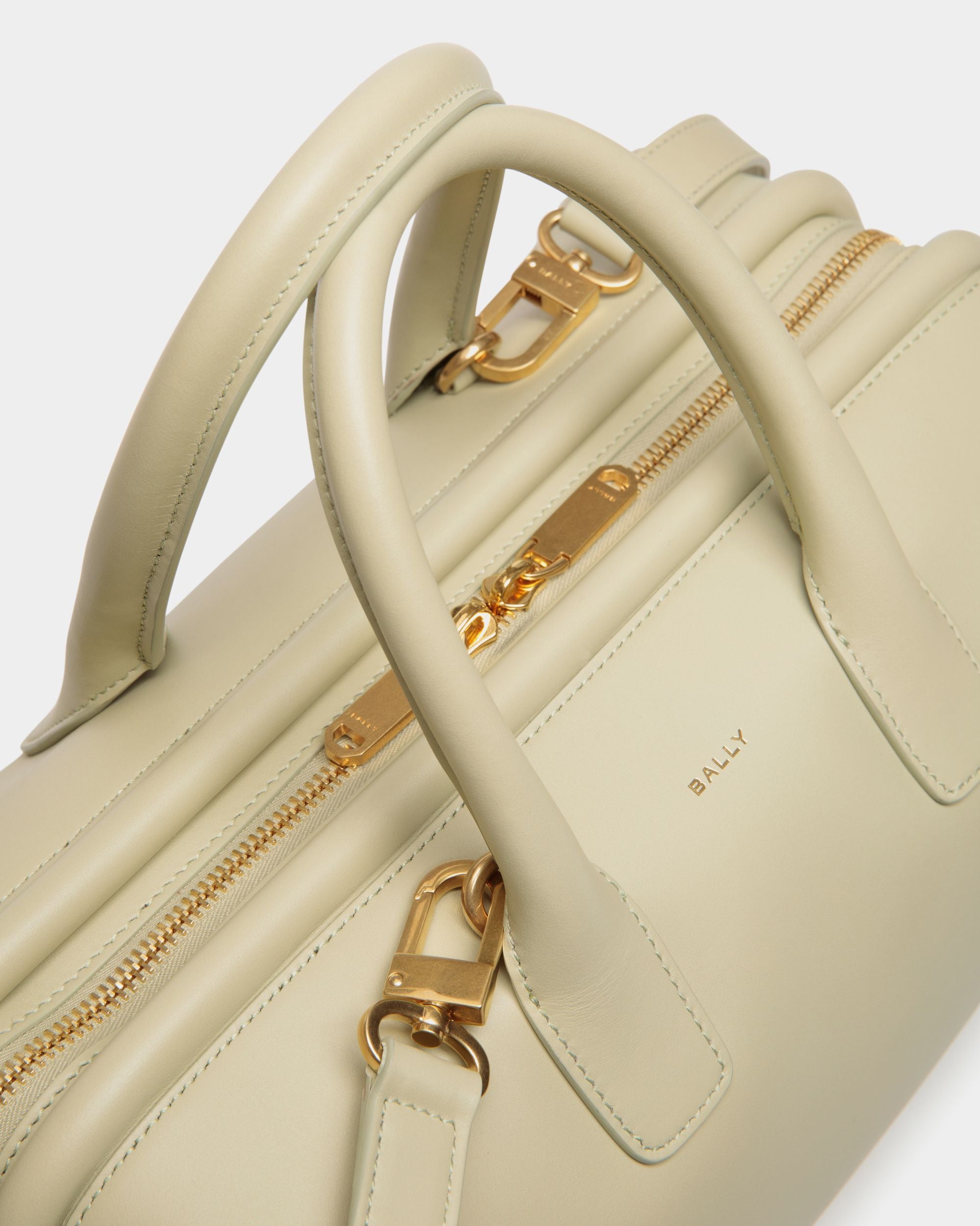 Belle Small Top Handle Bag In Light Green Leather - Women's - Bally - 06