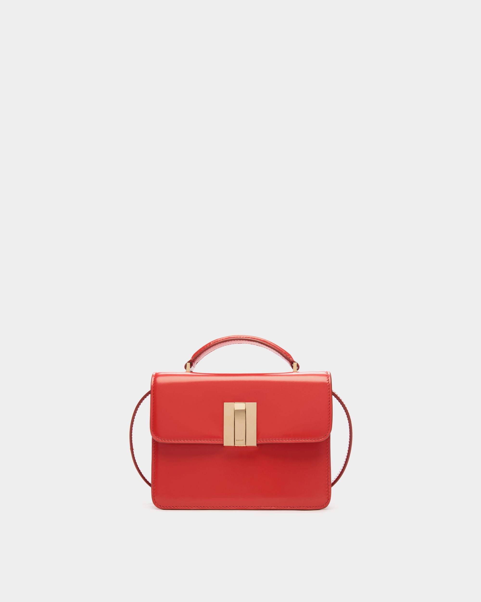 Ollam Mini Top Handle Bag in Candy Red Brushed Leather - Women's - Bally - 01