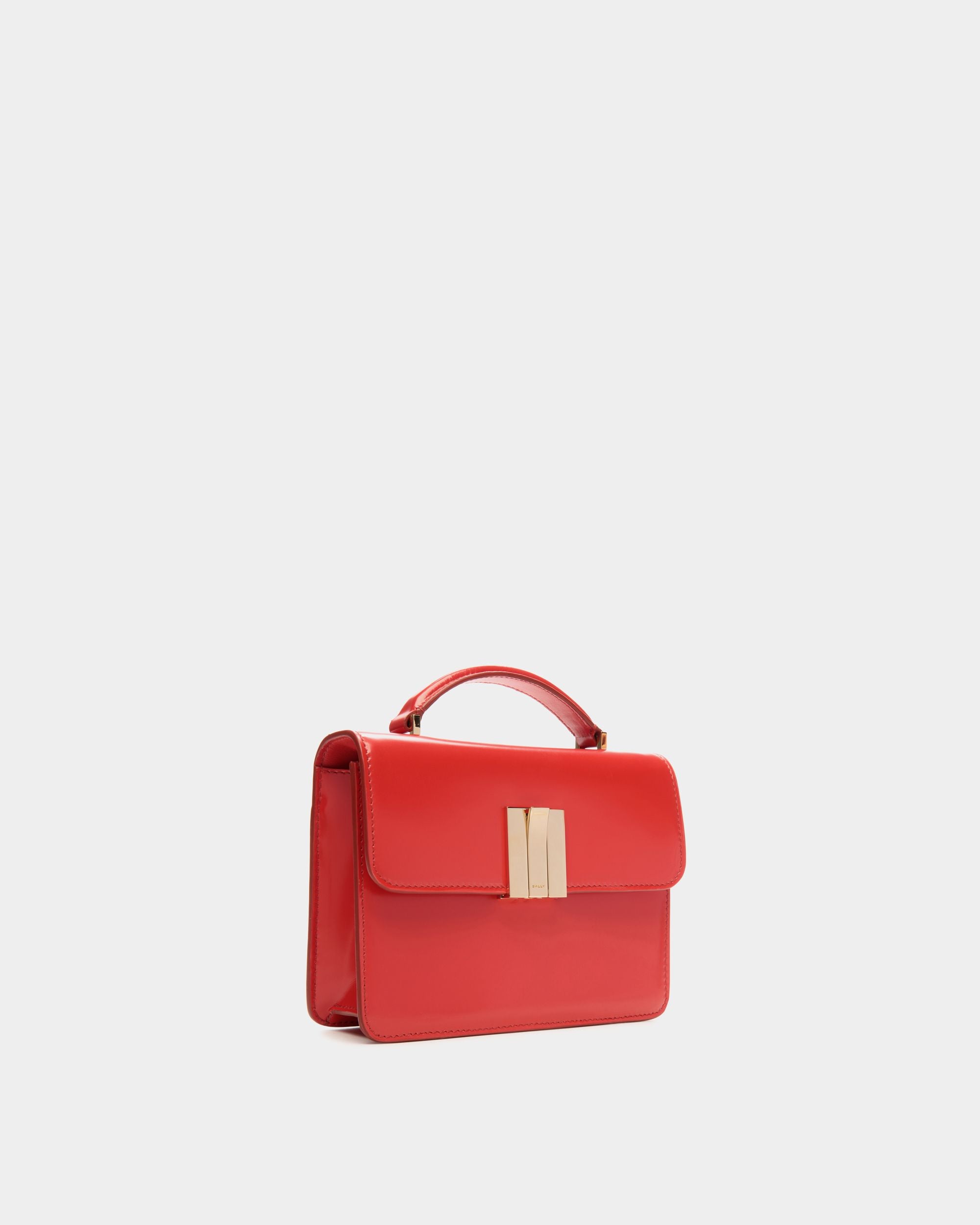 Ollam Mini Top Handle Bag in Candy Red Brushed Leather - Women's - Bally - 04