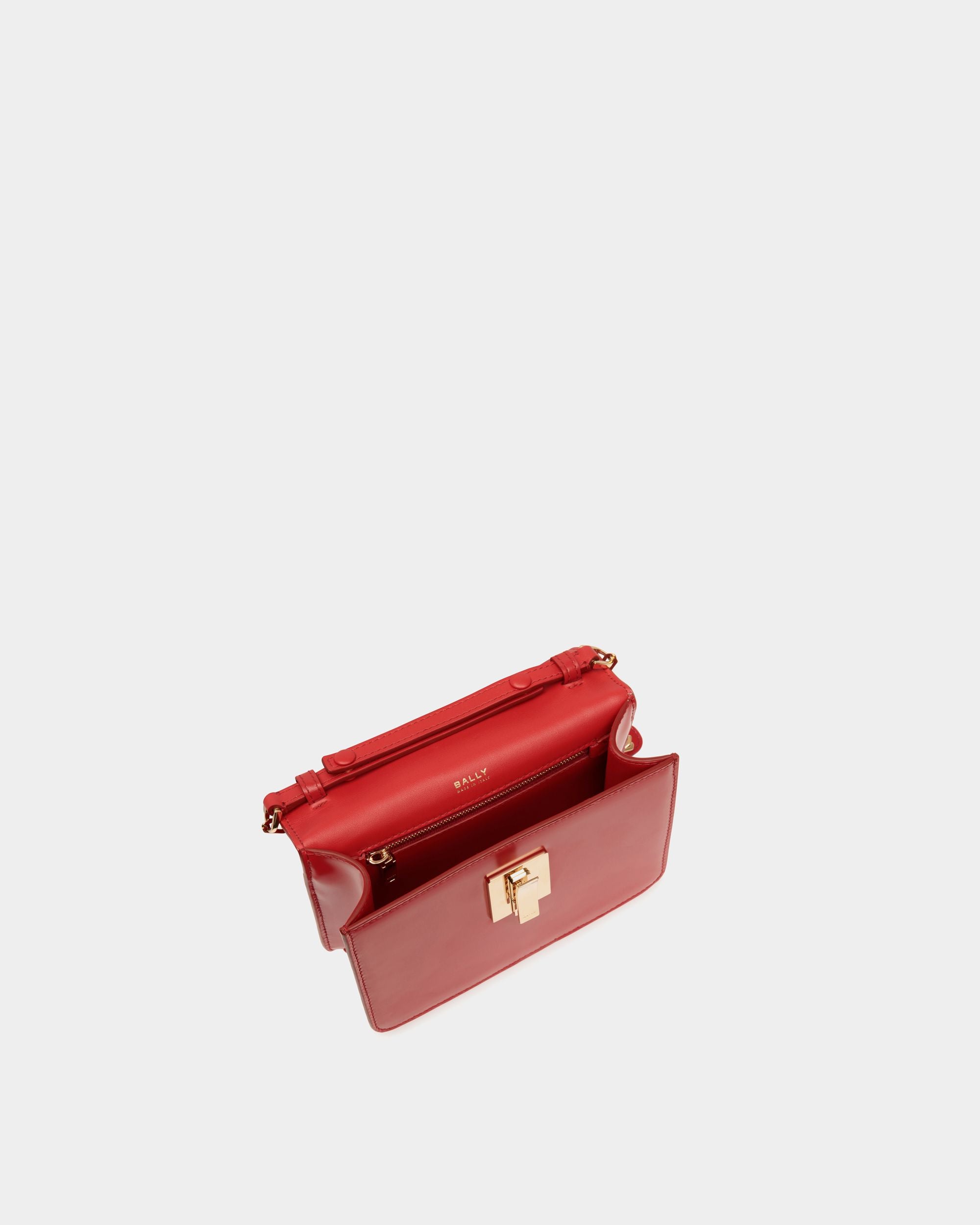 Ollam Mini Top Handle Bag in Candy Red Brushed Leather - Women's - Bally - 05