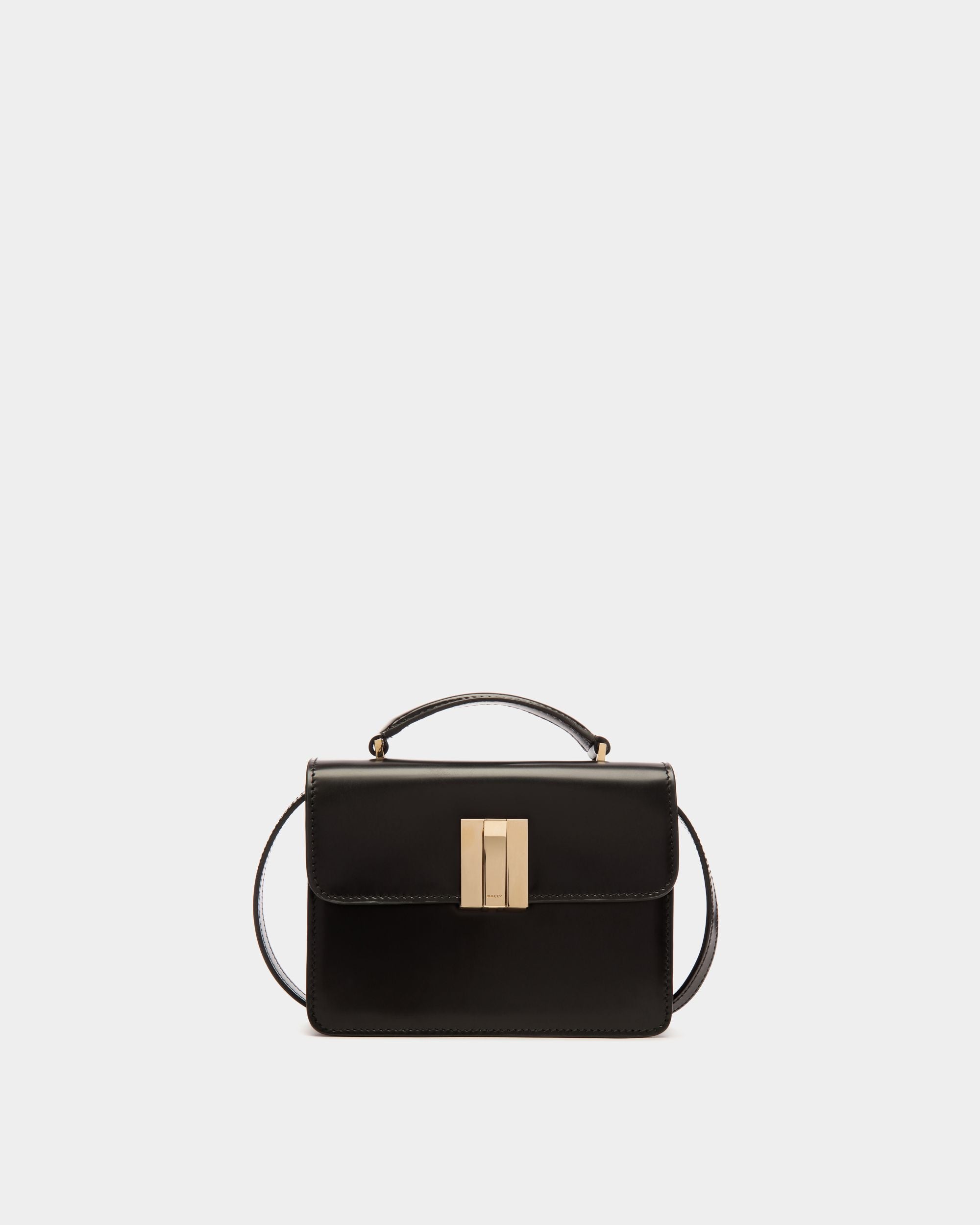 Minibolso Con Asa Superior Ollam De Piel Cepillada Negra - Mujer - Bally - 01