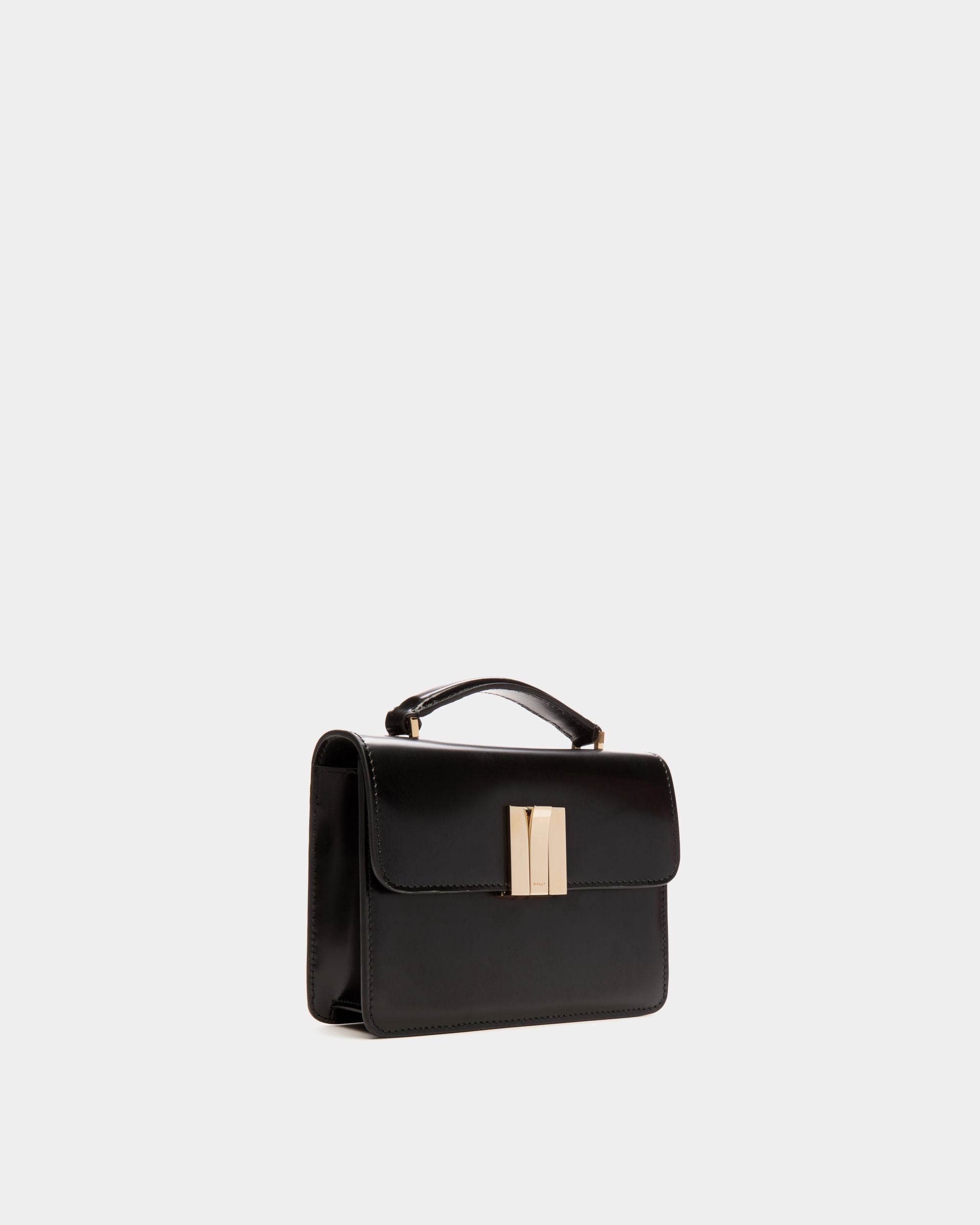 Minibolso Con Asa Superior Ollam De Piel Cepillada Negra - Mujer - Bally - 04