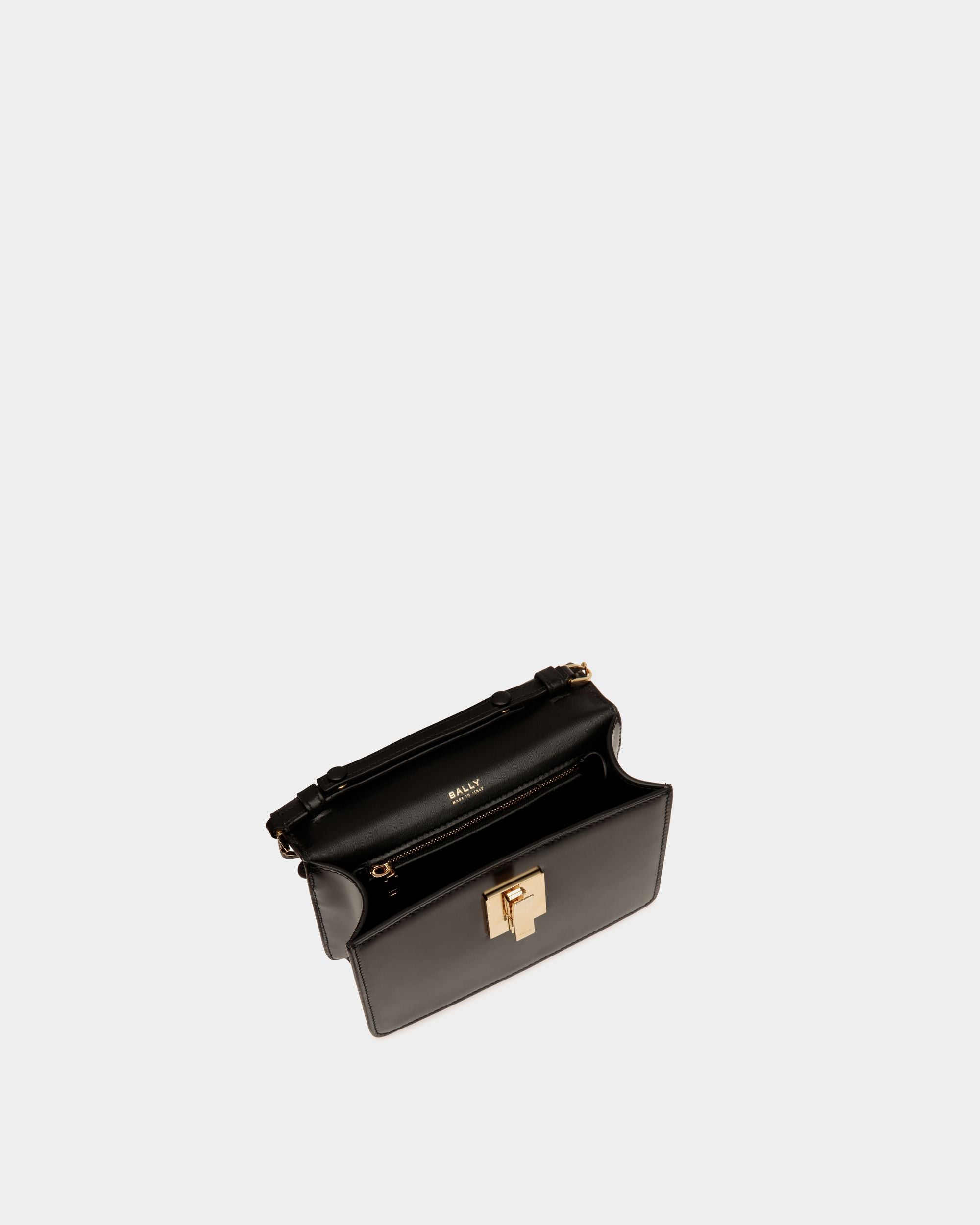 Minibolso Con Asa Superior Ollam De Piel Cepillada Negra - Mujer - Bally - 05