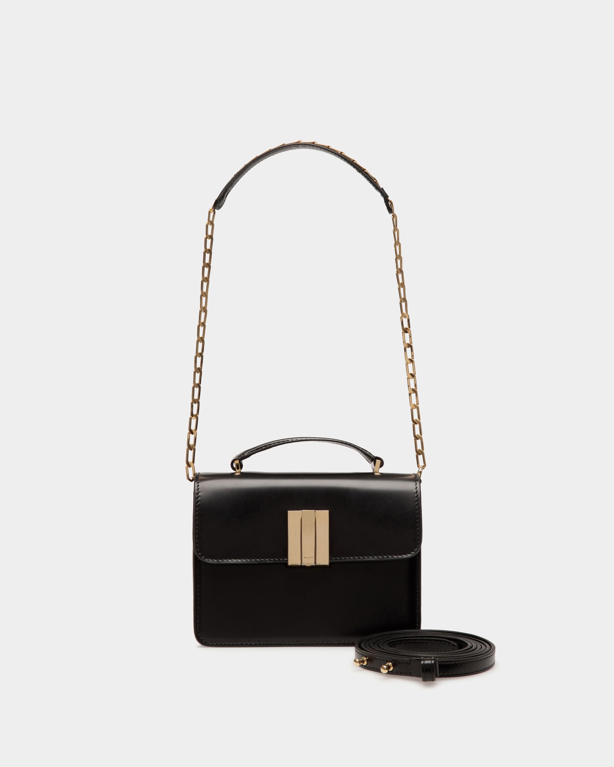 Minibolso Con Asa Superior Ollam De Piel Cepillada Negra - Mujer - Bally - 06