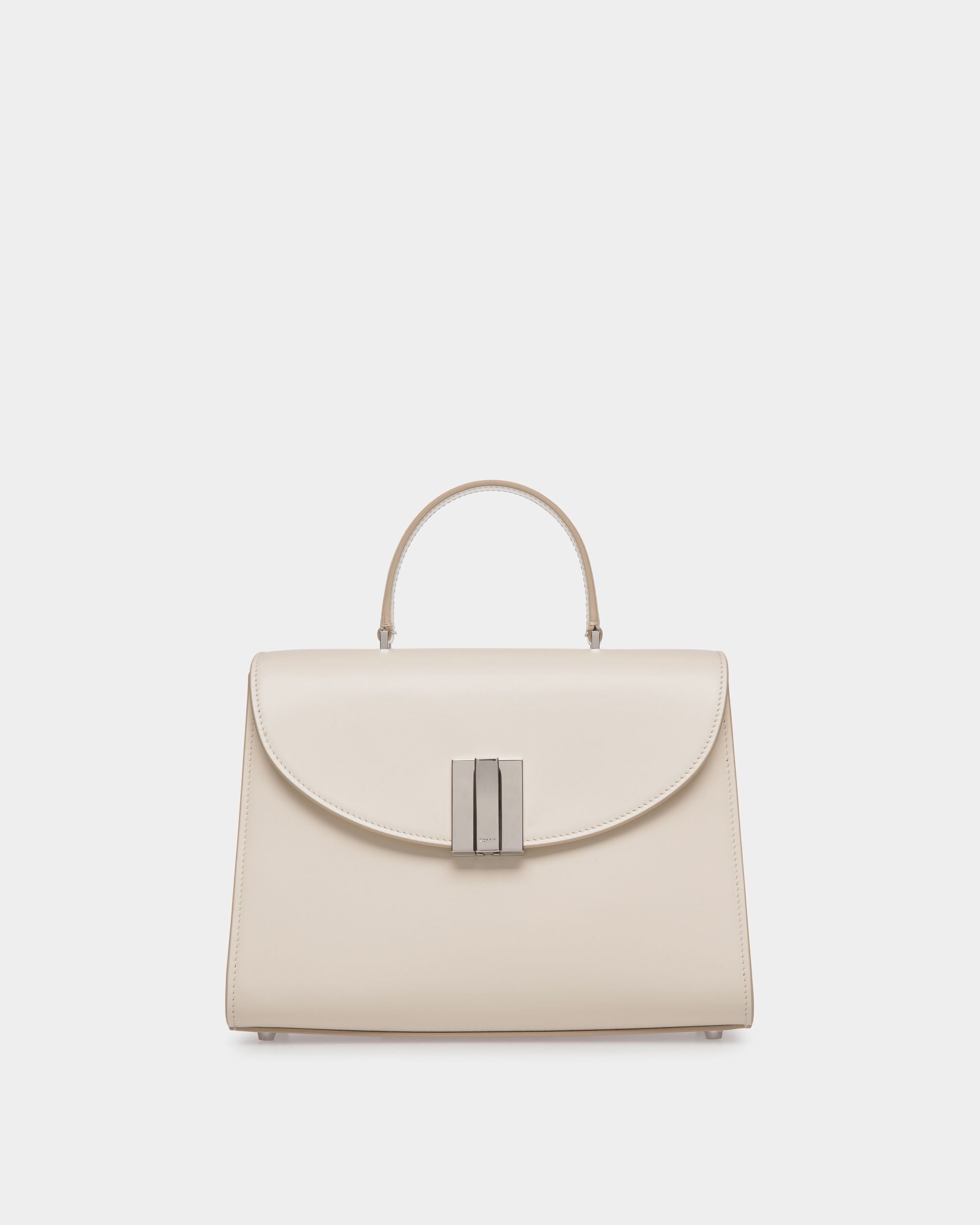 Bolso Con Asa Superior Ollam De Piel Blanca - Mujer - Bally - 01