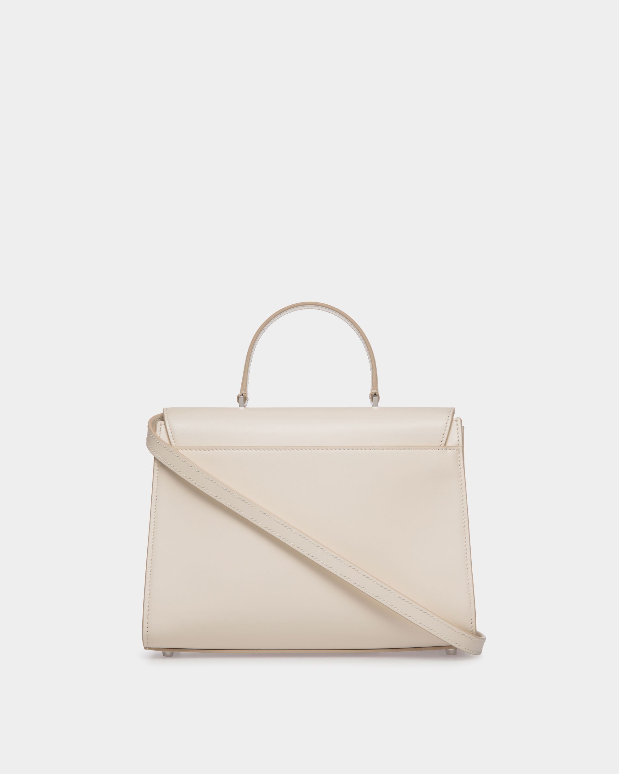 Bolso Con Asa Superior Ollam De Piel Blanca - Mujer - Bally - 03