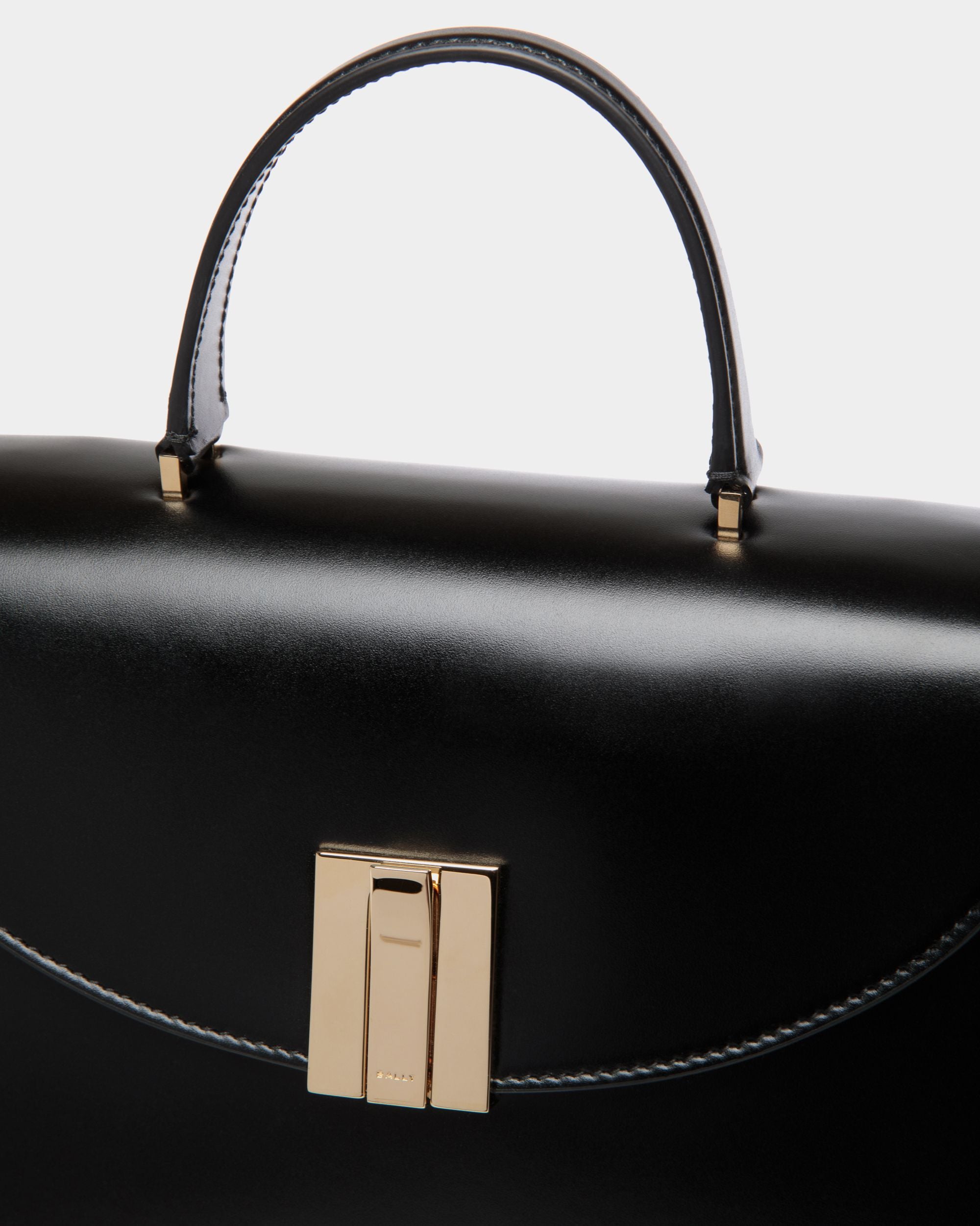 Bolso Con Asa Superior Ollam De Piel Negra - Mujer - Bally - 06