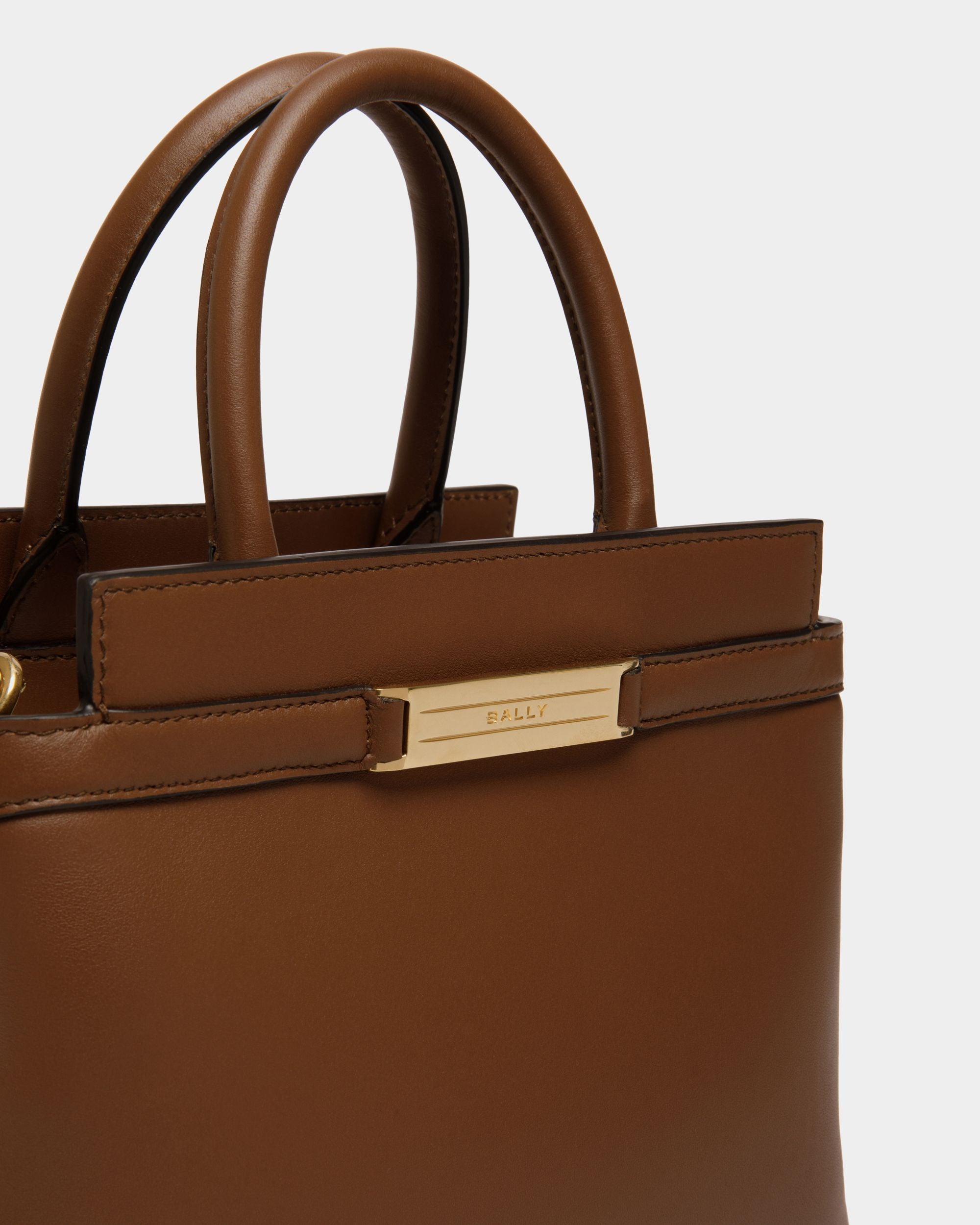 Bolso Tote Pequeño Deco De Piel Marrón - Mujer - Bally - 05