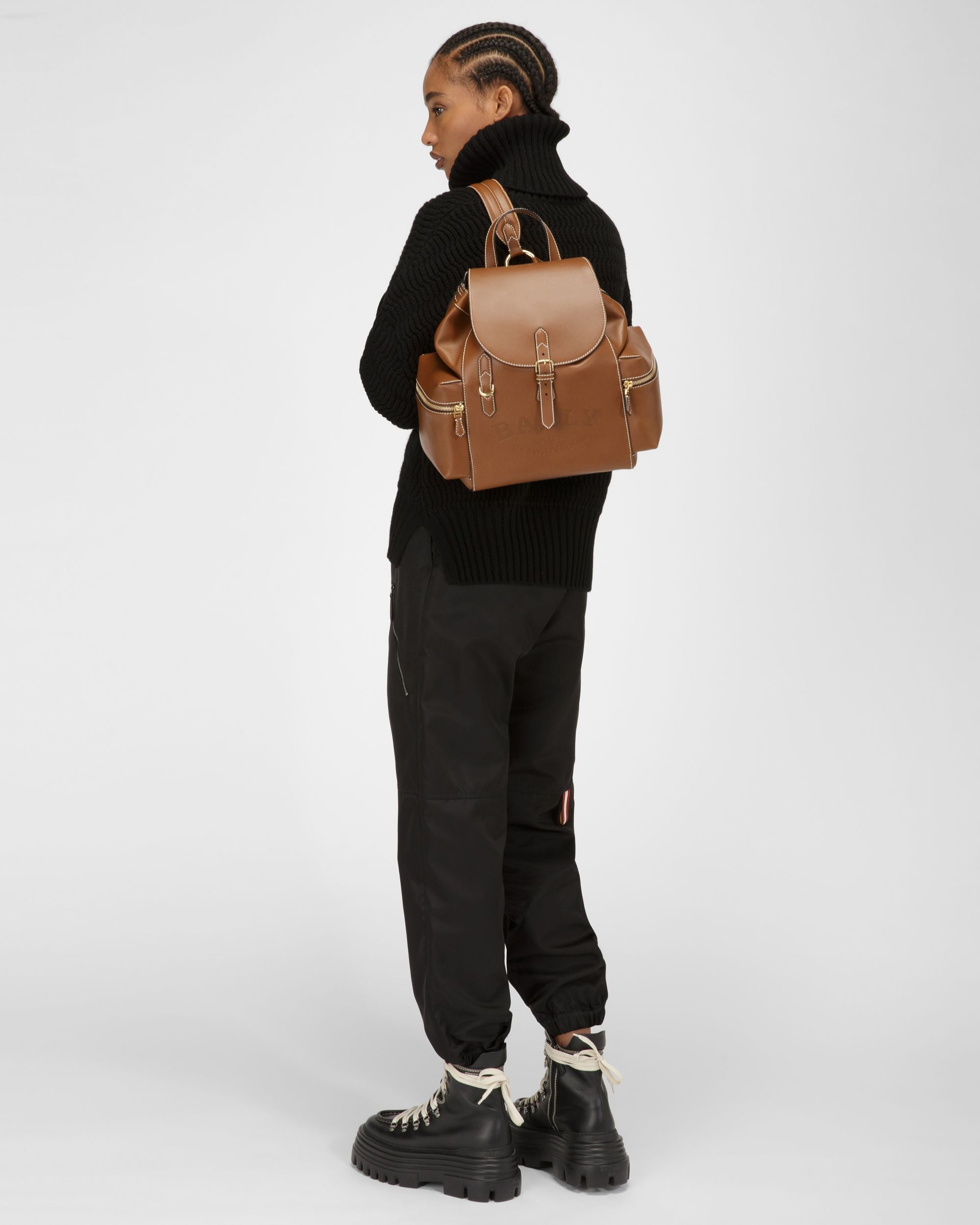 Cliford Leather Backpack In Brown - Women's - Bally - 06