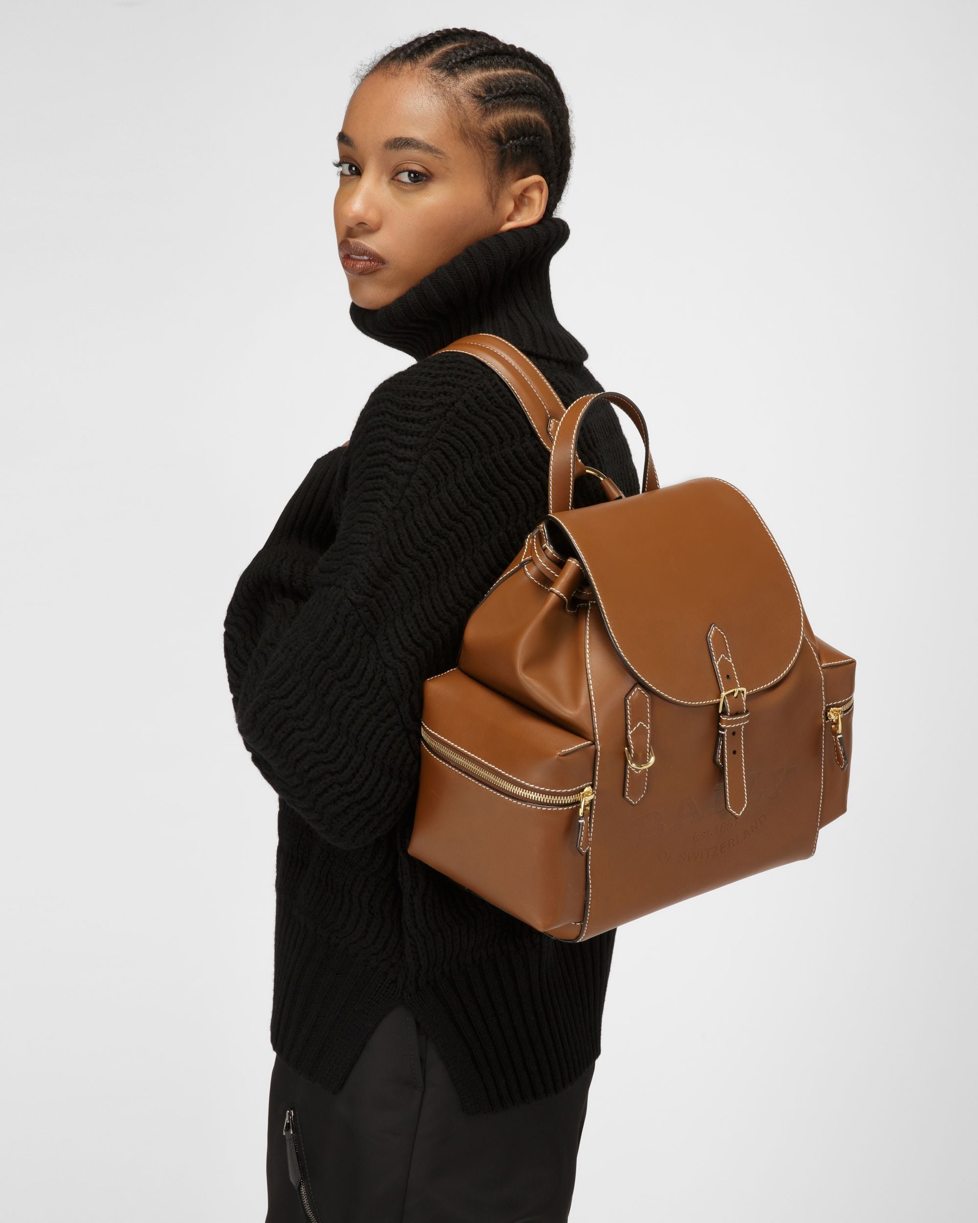 Cliford Leather Backpack In Brown - Women's - Bally - 07