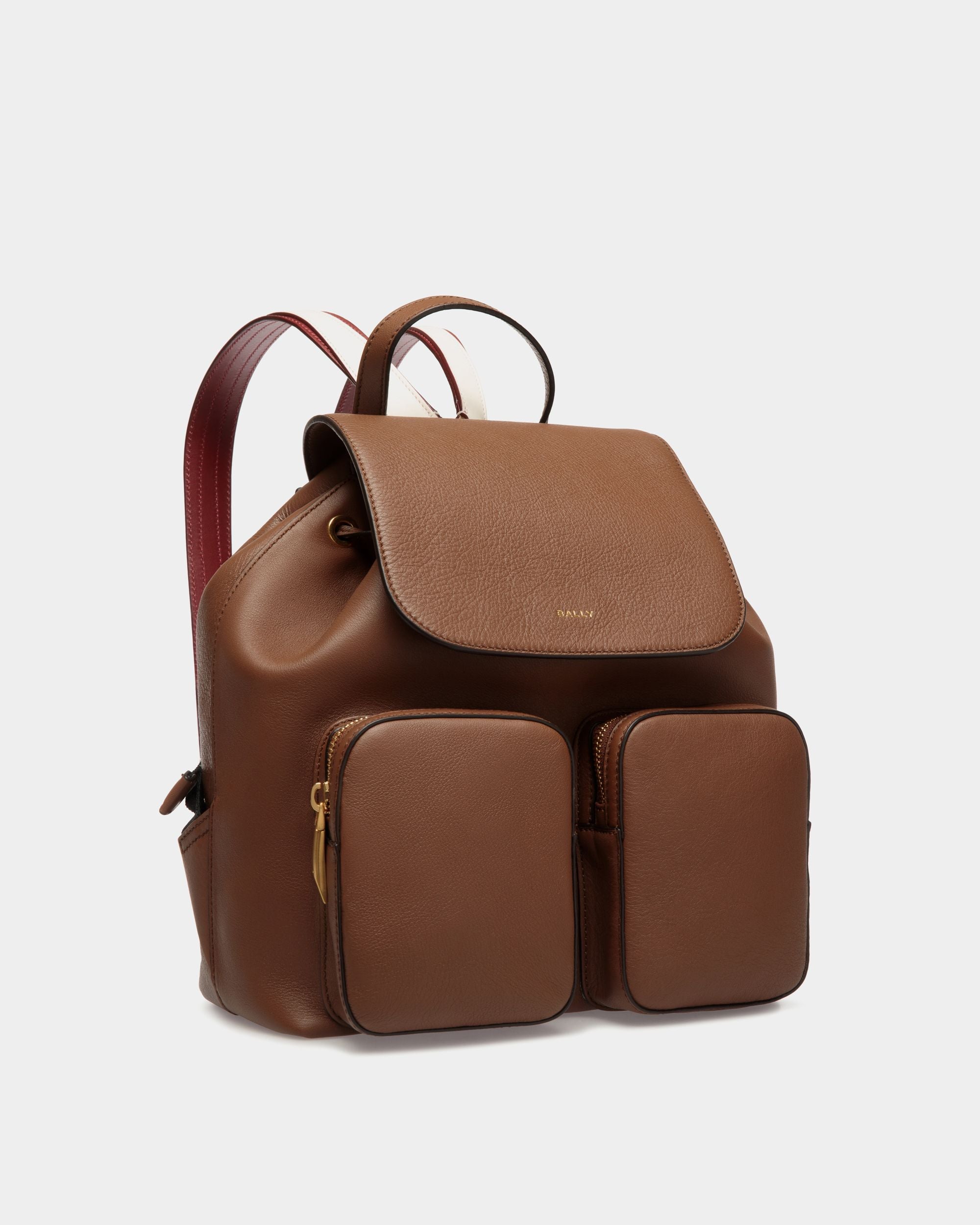 Code Backpack in Brown Leather - Women's - Bally - 03