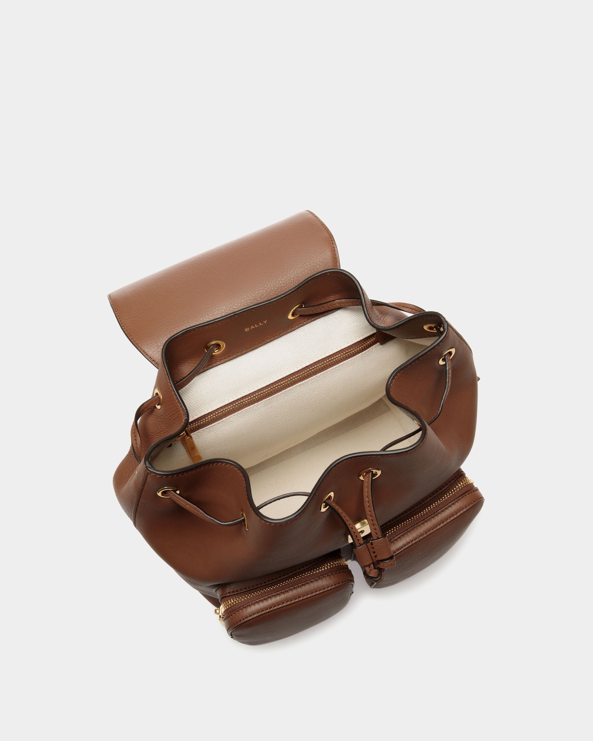 Code Backpack in Brown Leather - Women's - Bally - 04