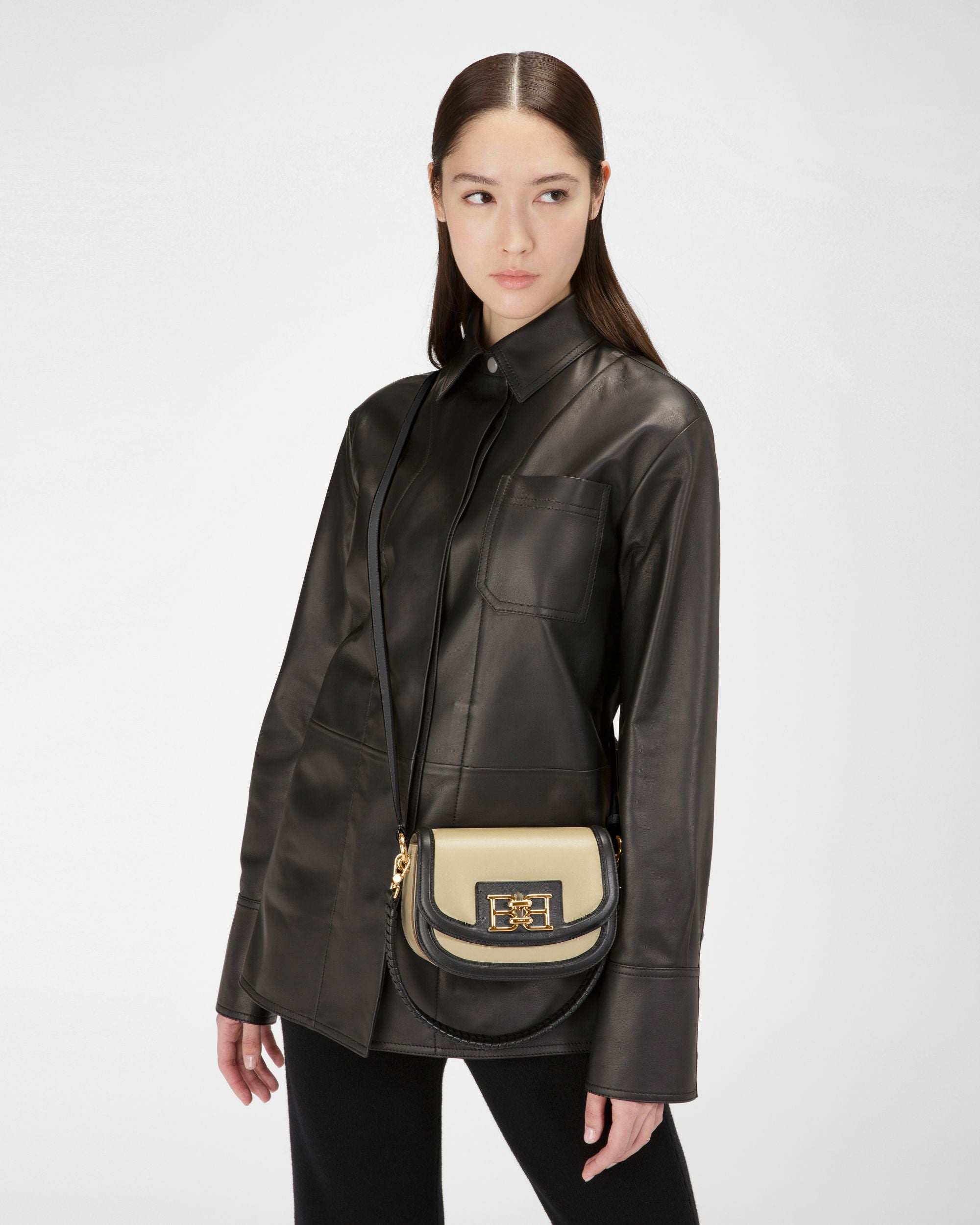 Baily Leather Minibag In Light Beige And Black - Women's - Bally - 02