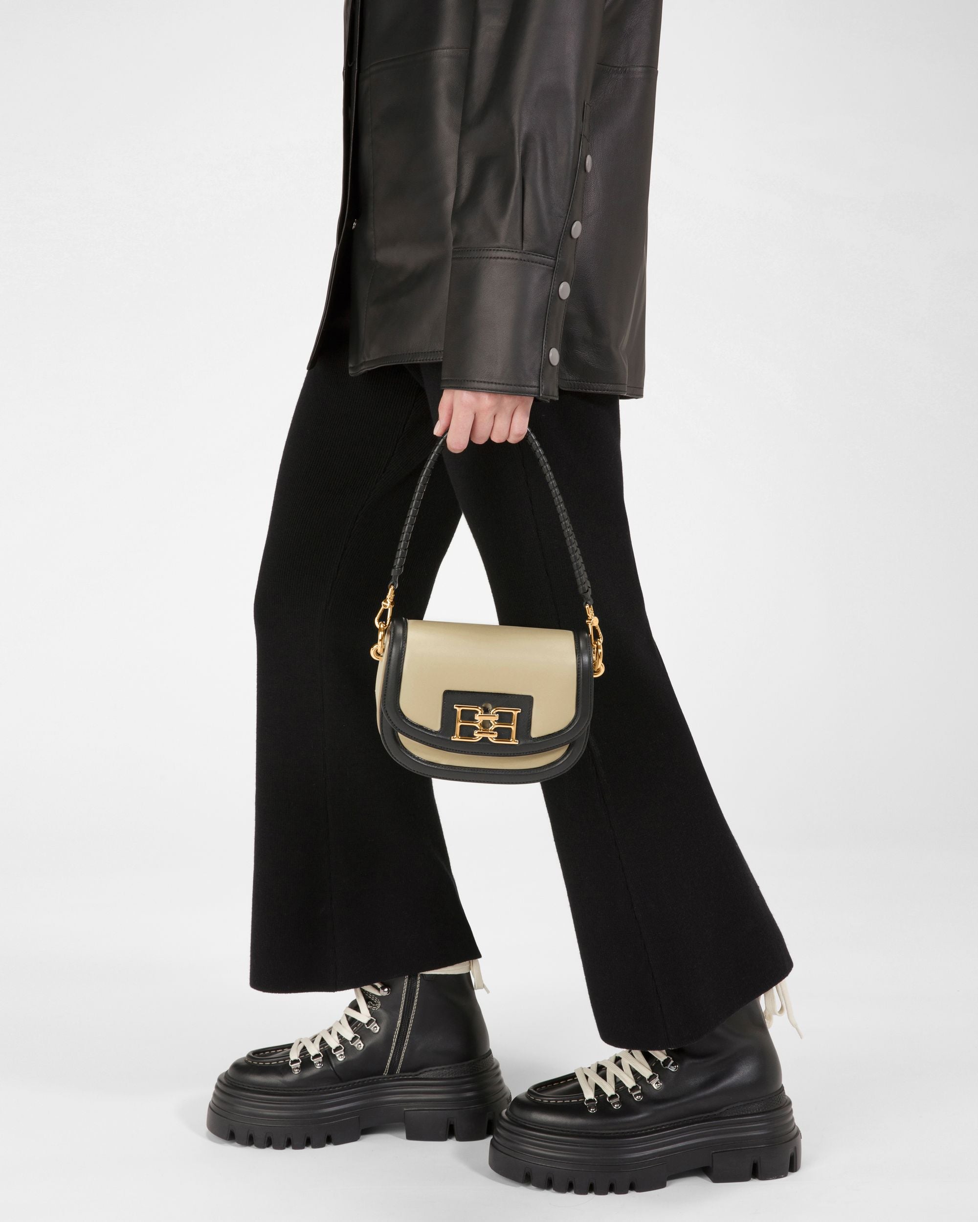 Baily Leather Minibag In Light Beige And Black - Women's - Bally - 06