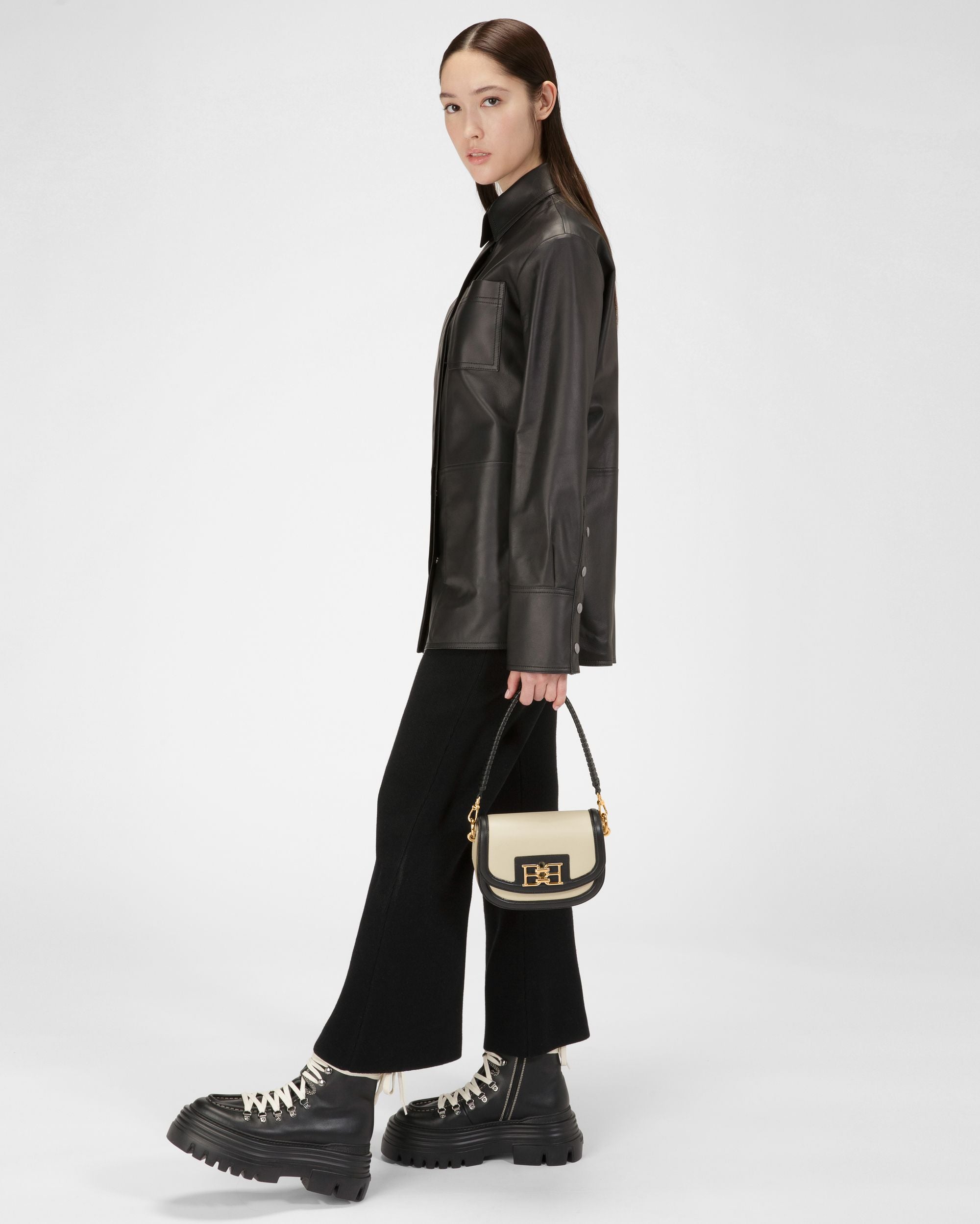 Baily Leather Minibag In Light Beige And Black - Women's - Bally - 07