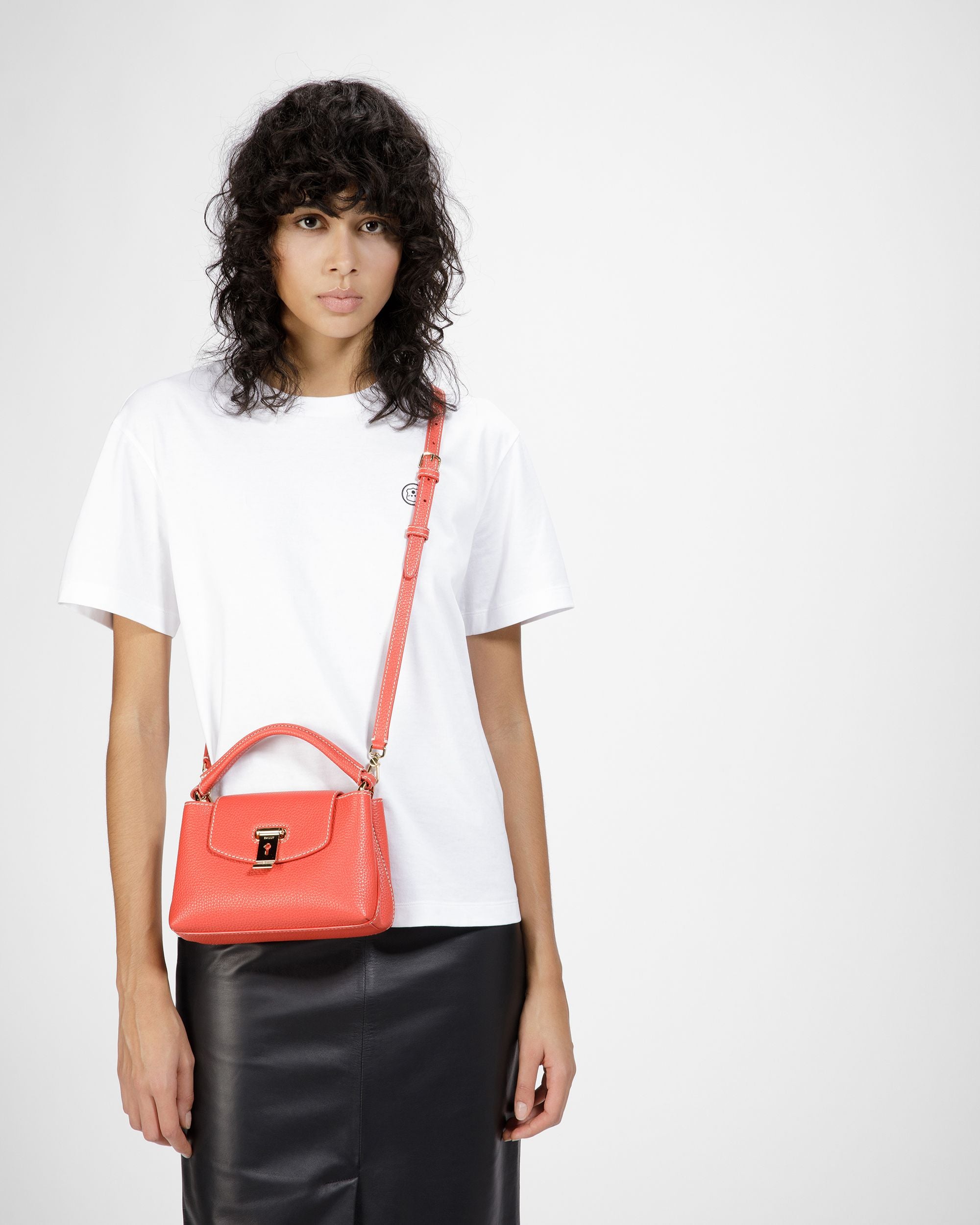 Layka XS Leather Top Handle Bag In Orange And Brown - Women's - Bally - 07