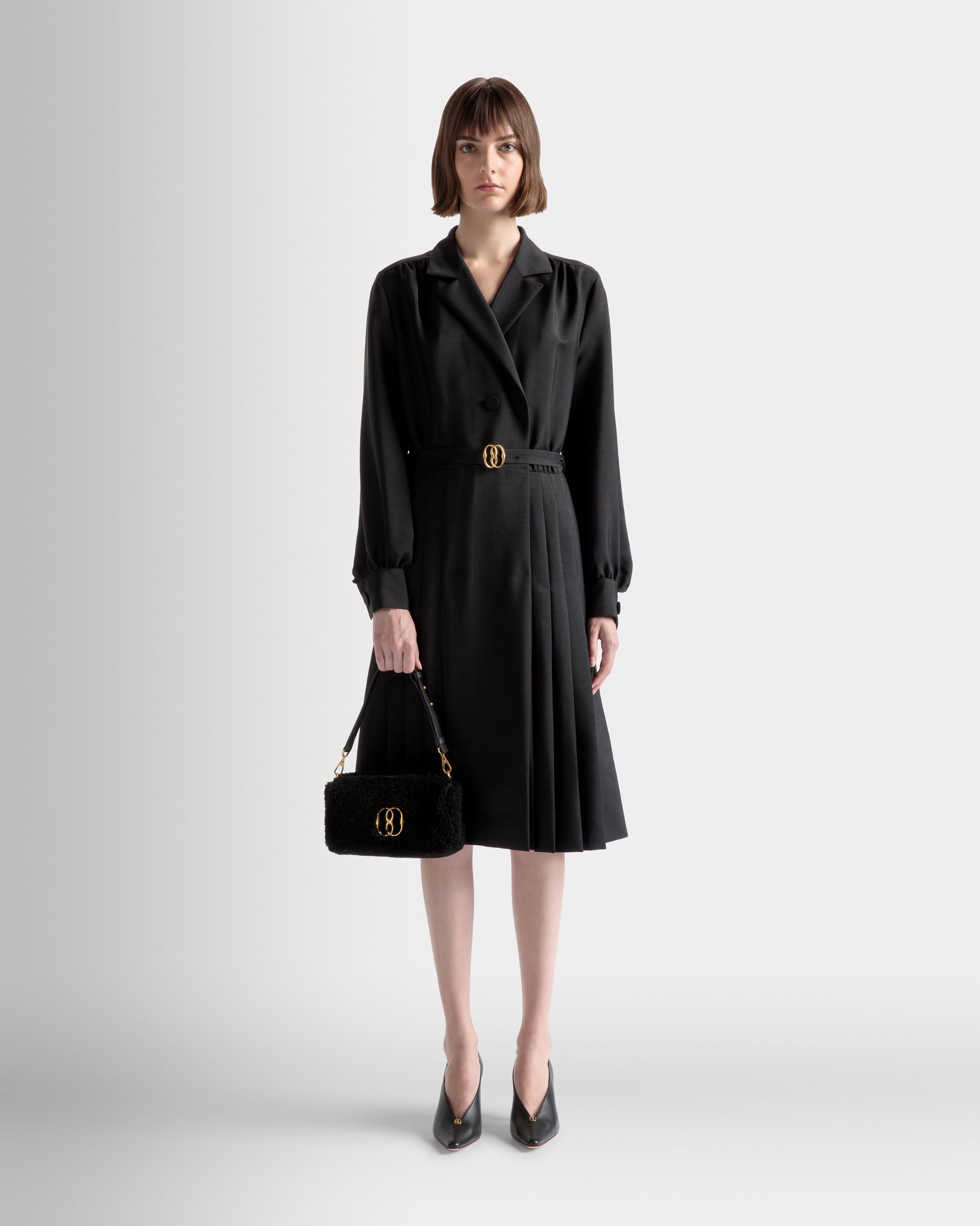 Emblem Minibag In Black Wool - Women's - Bally - 02