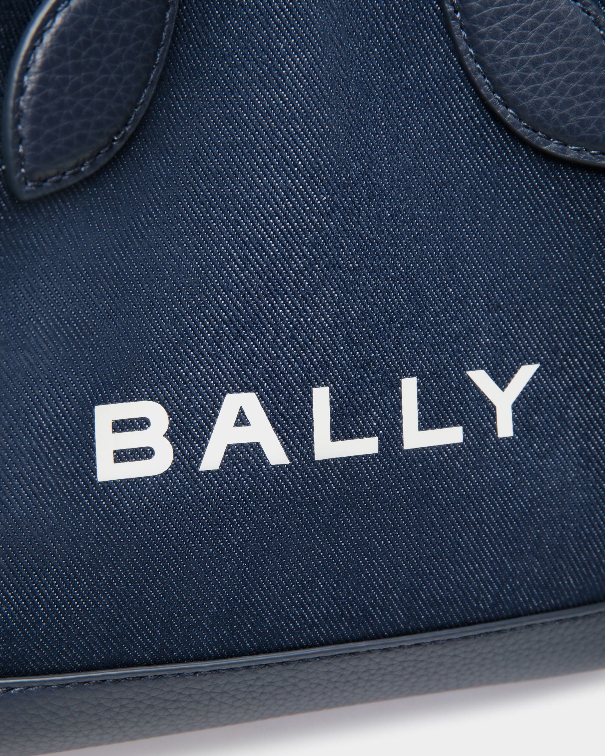 Minibolso Tote Bar De Tela Y Piel Navy Blue - Mujer - Bally - 05