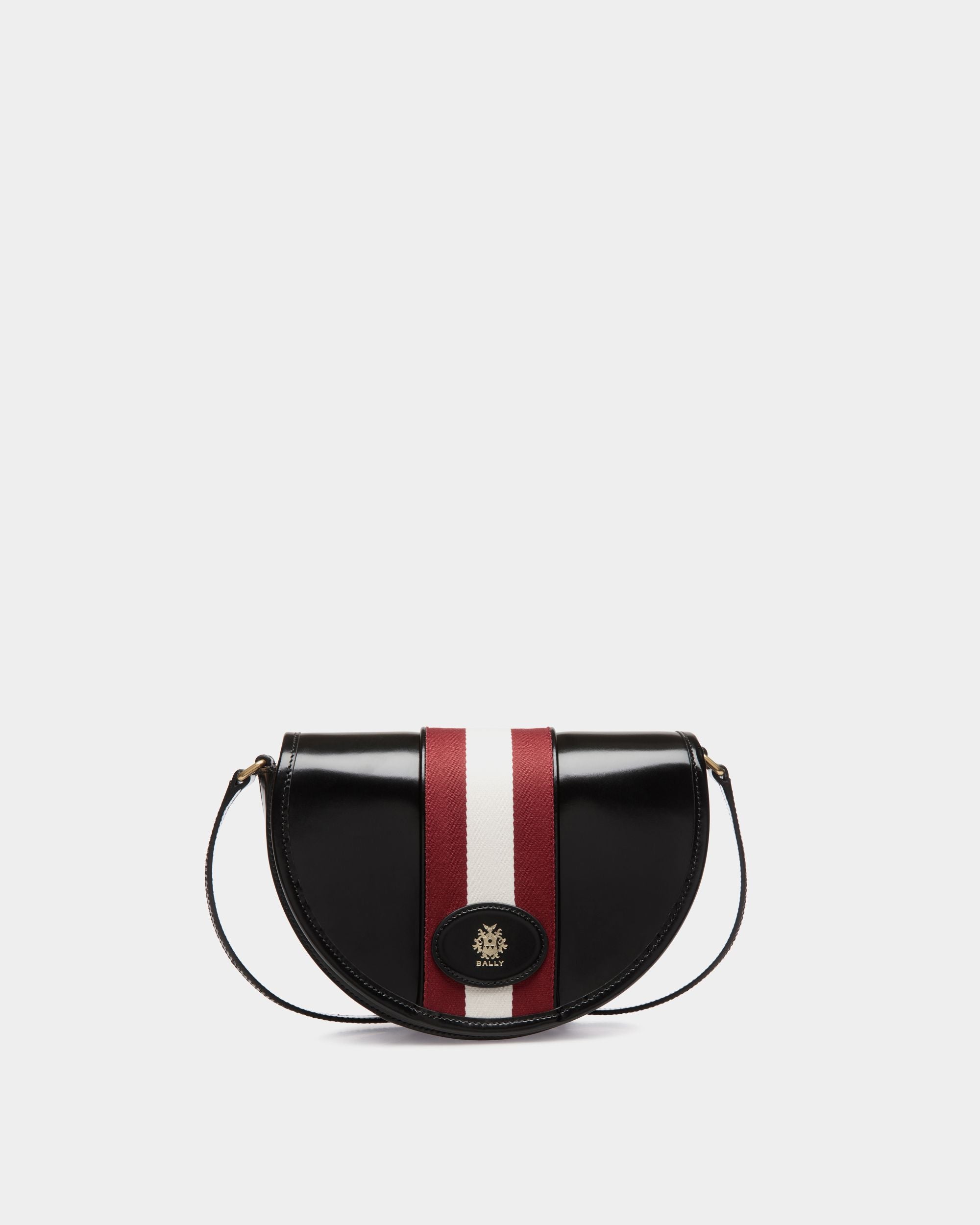 Beckett Crossbody Bag in Black Leather With a Bally Ribbon - Women's - Bally - 01