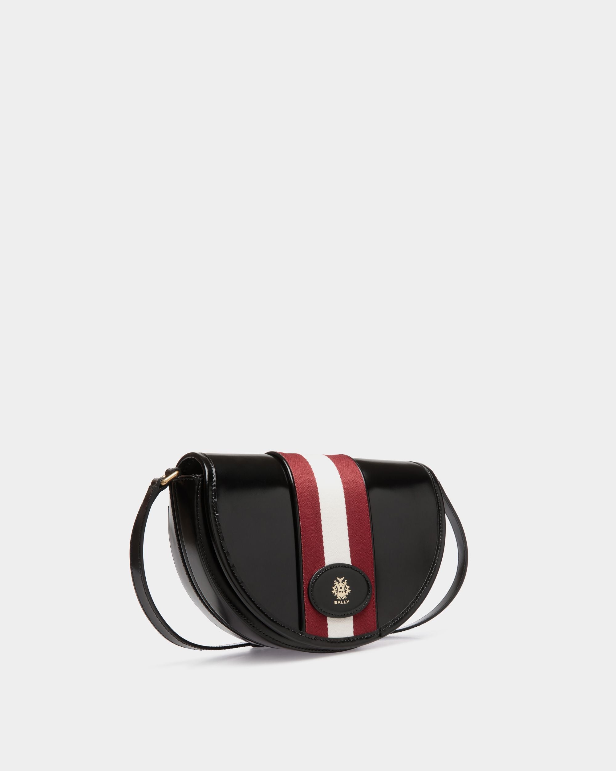 Beckett Crossbody Bag in Black Leather With a Bally Ribbon - Women's - Bally - 03