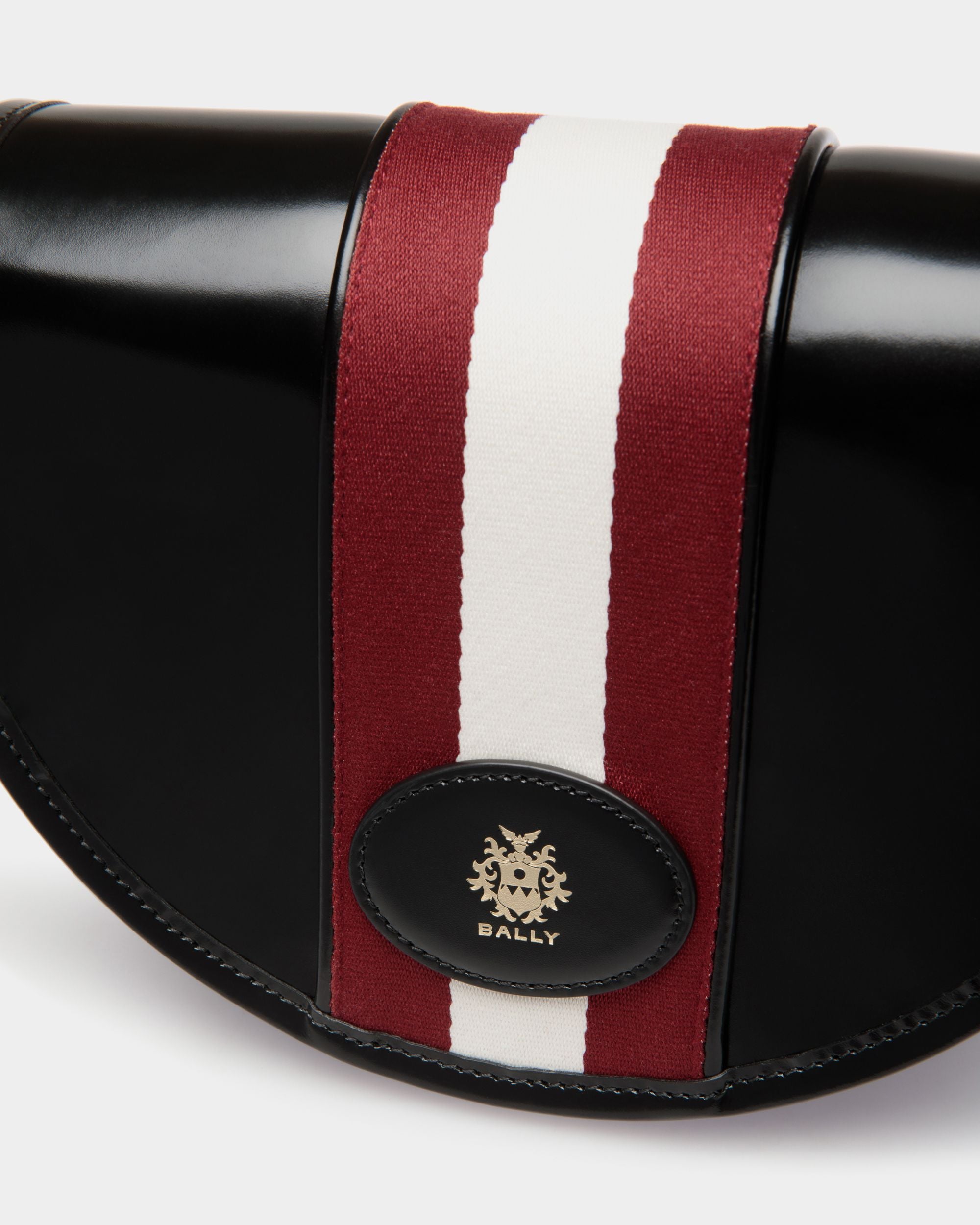 Beckett Crossbody Bag in Black Leather With a Bally Ribbon - Women's - Bally - 05