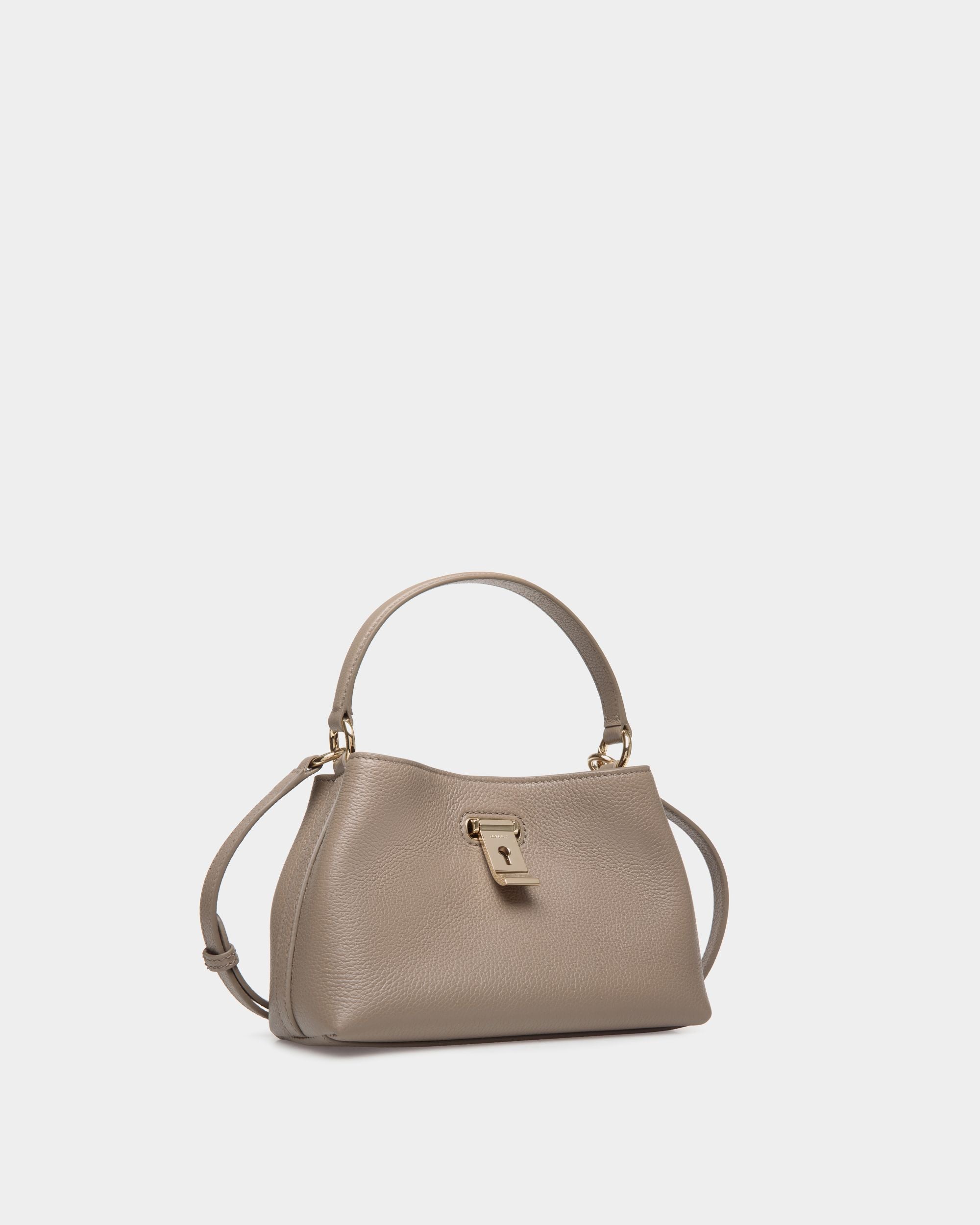 Lock Me Minibag in Taupe Grained Leather - Women's - Bally - 03