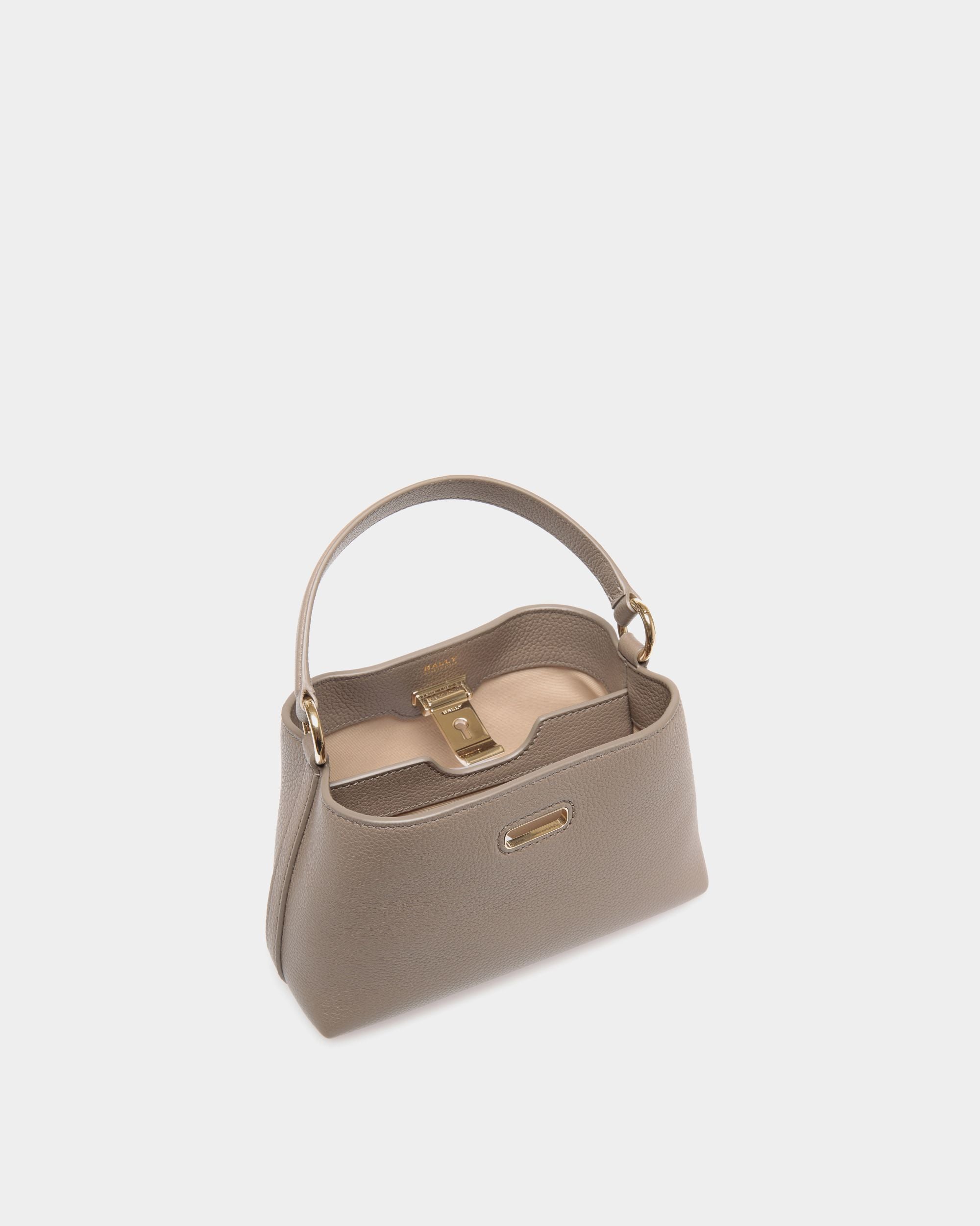 Lock Me Minibag in Taupe Grained Leather - Women's - Bally - 04