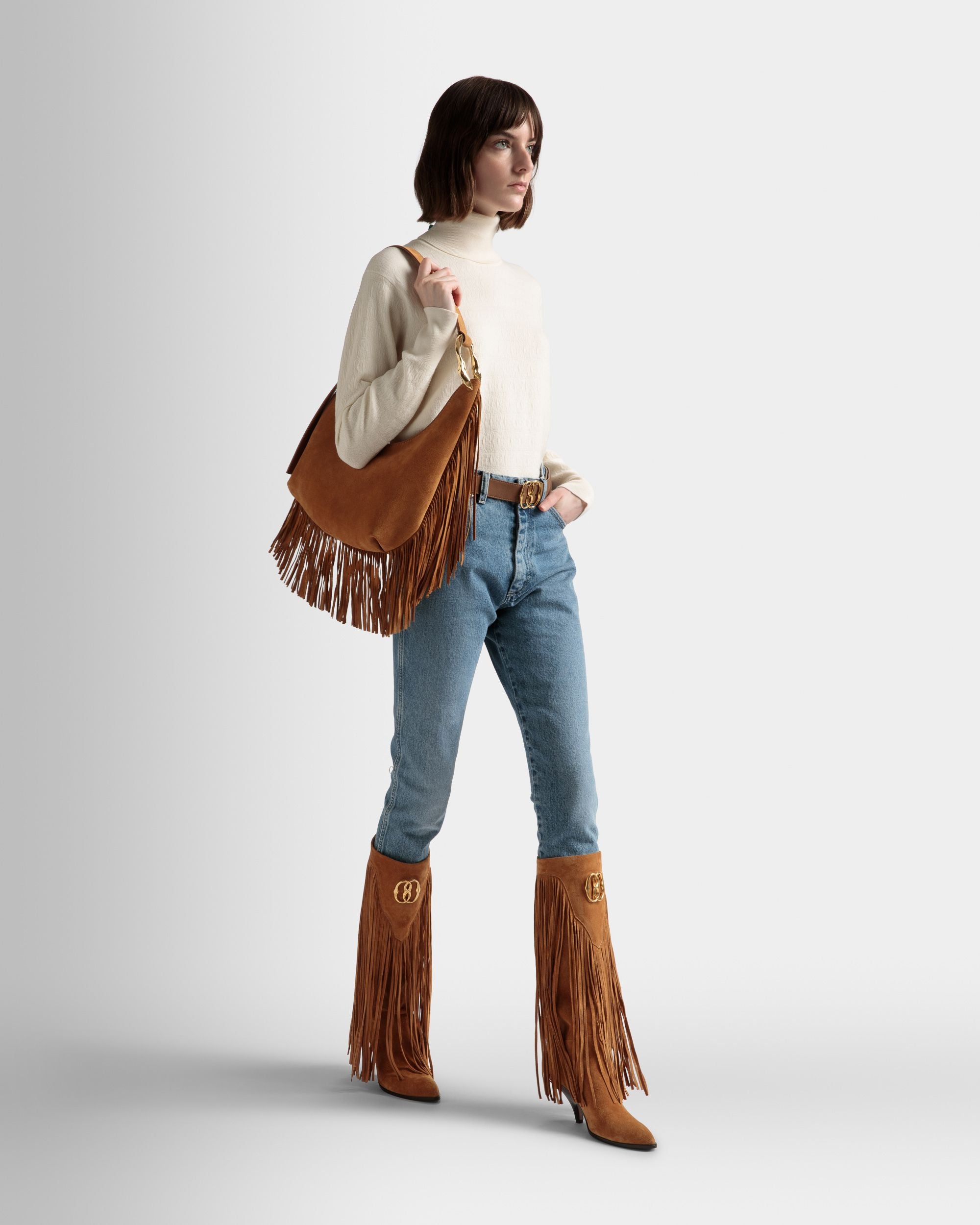 Bolso Hobo Baroque De Piel Color Desierto - Mujer - Bally - 02
