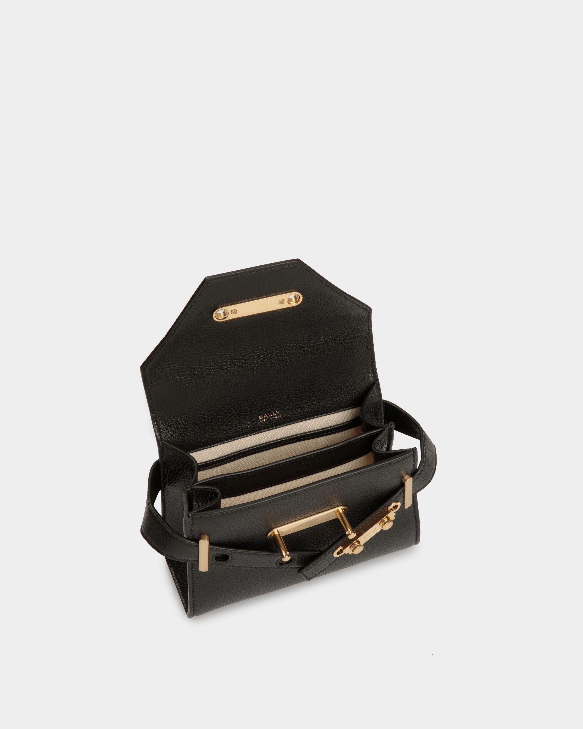 Bolso Pequeño Con Asa Superior Carriage De Piel Negra - Mujer - Bally - 04