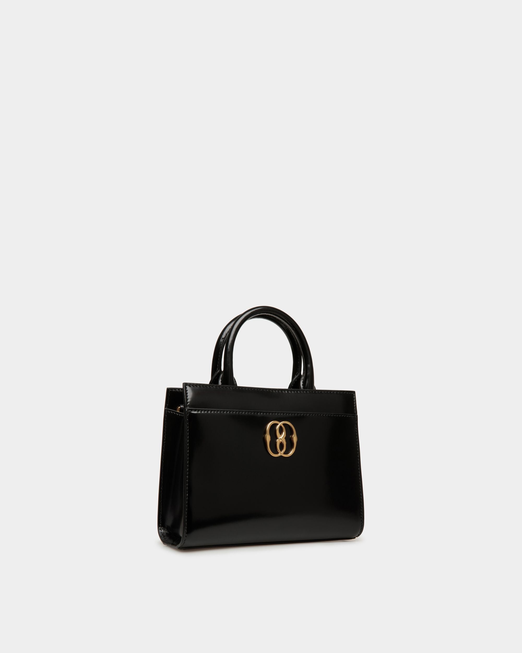 Emblem Small Tote Bag In Black Brushed Leather - Women's - Bally - 04
