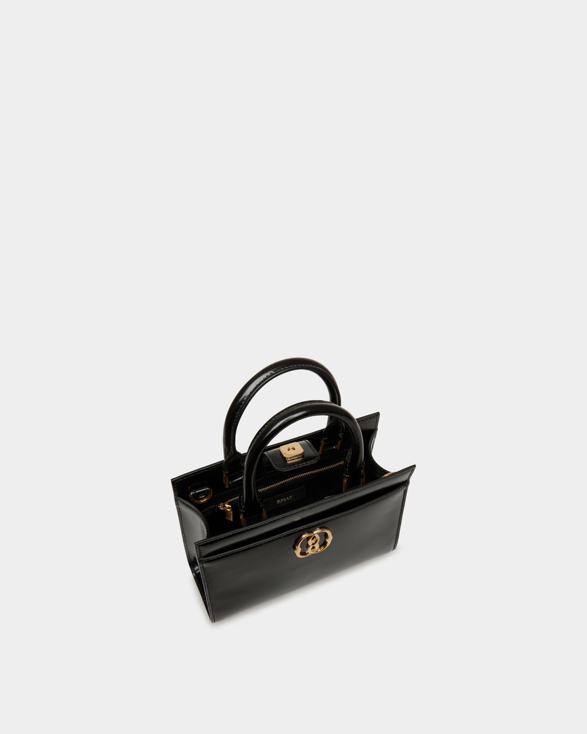 Emblem Small Tote Bag In Black Brushed Leather - Women's - Bally - 05