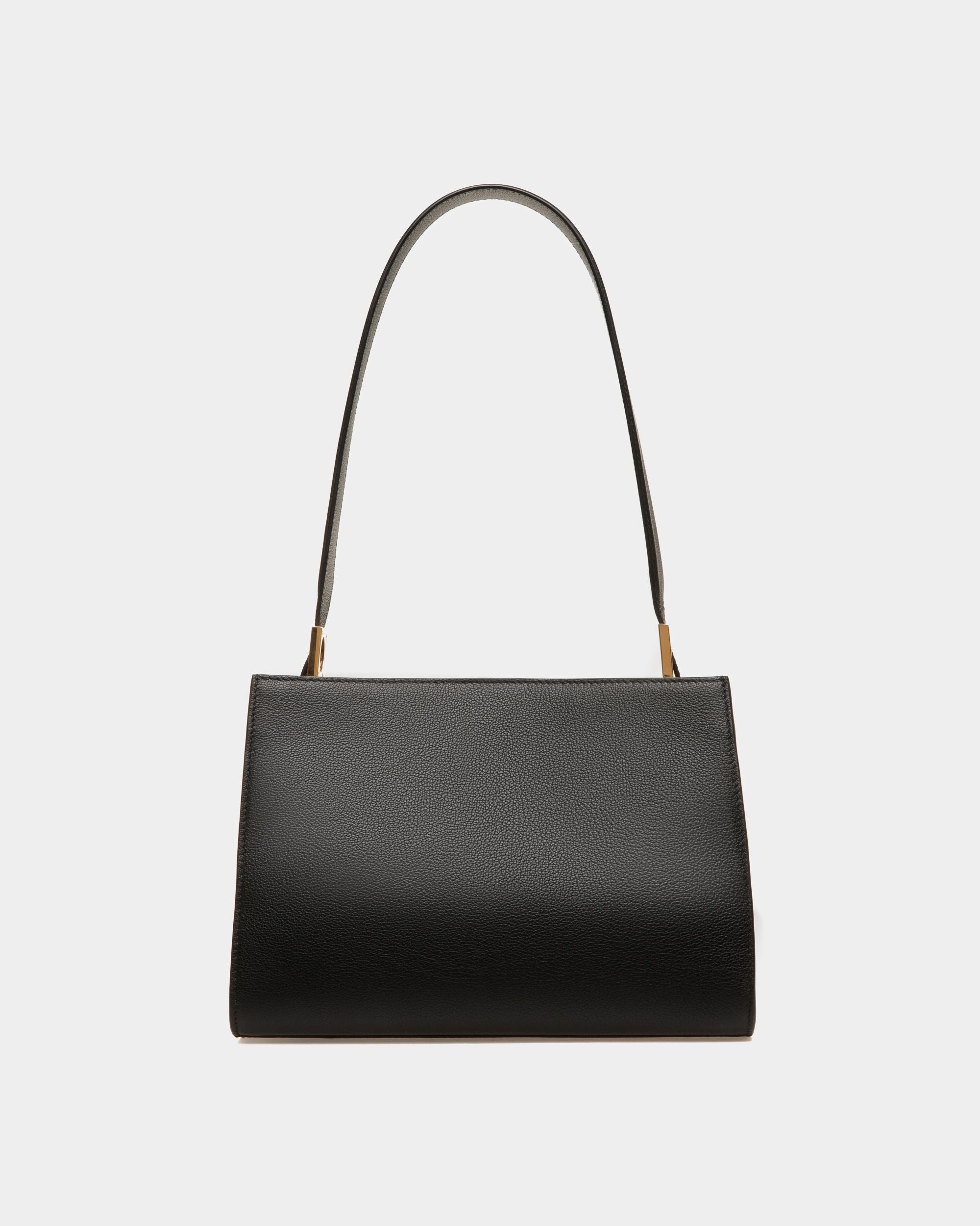 Emblem Shoulder Bag In Black Grained Leather - Women's - Bally - 03
