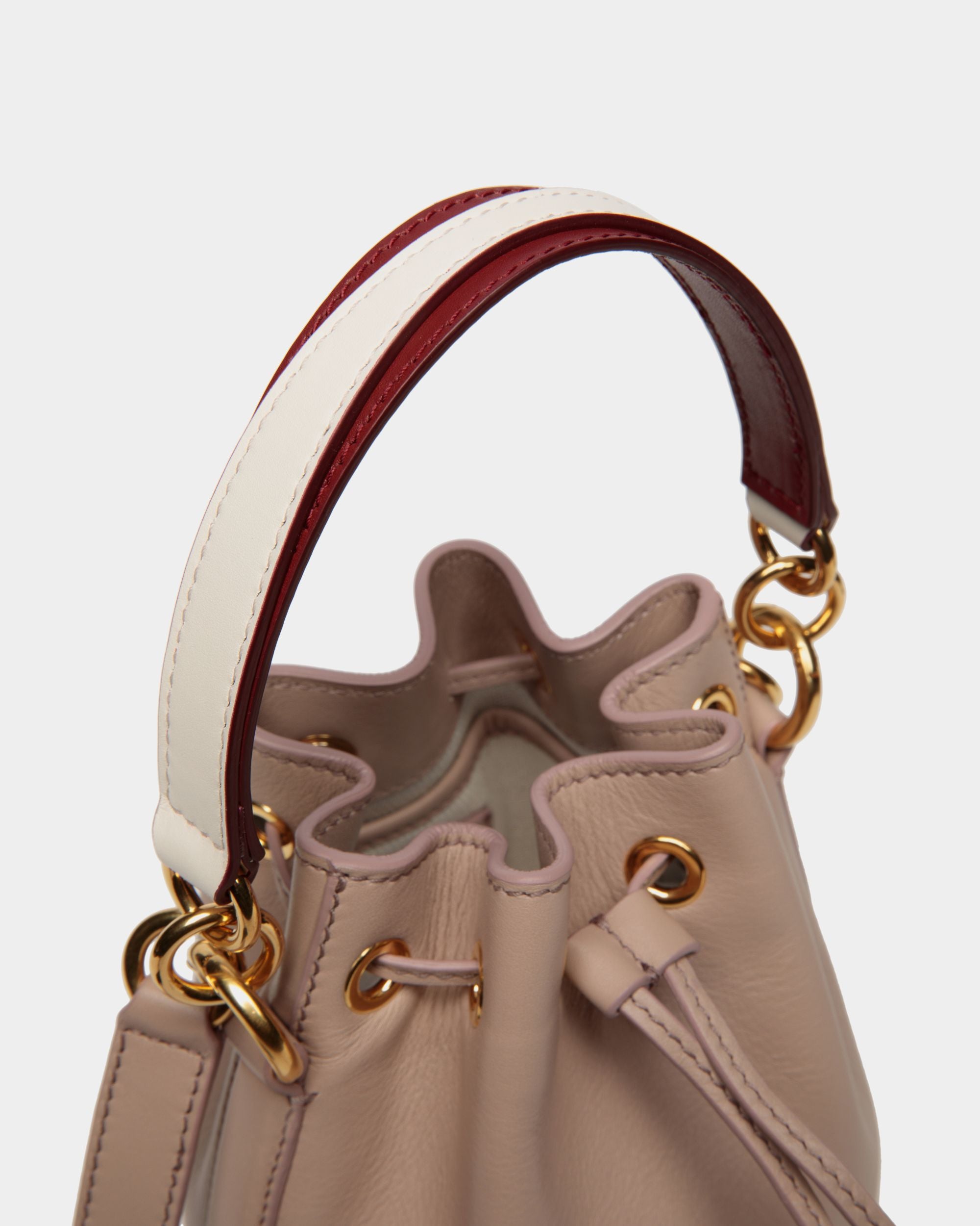 Code Mini Bucket Bag in Light Beige Leather - Women's - Bally - 05