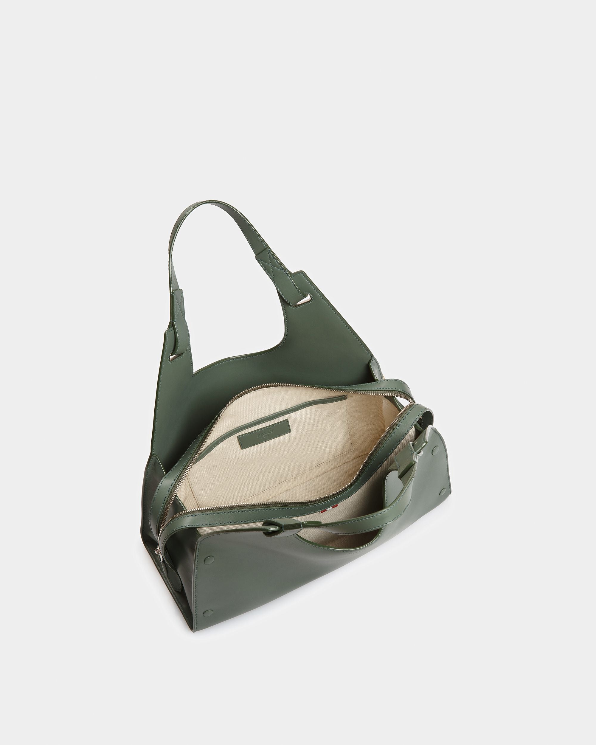 Ahres Leather Shoulder Bag In Sage - Women's - Bally - 04