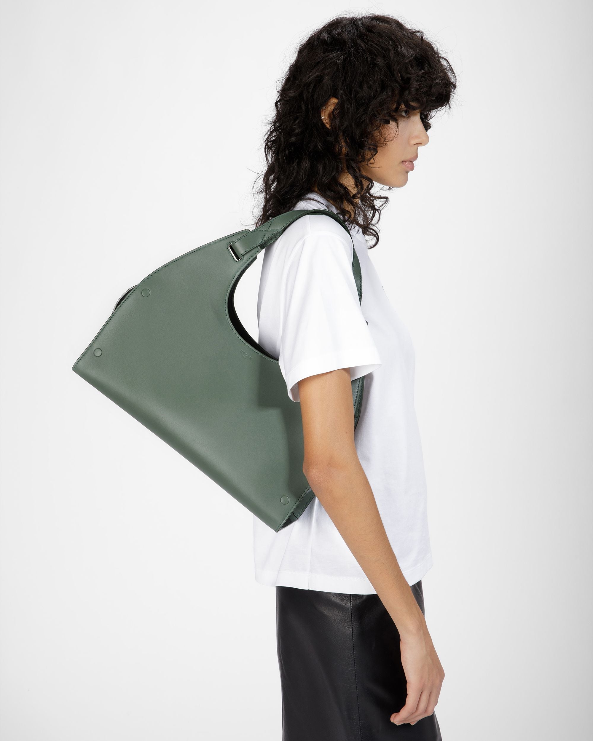 Ahres Leather Shoulder Bag In Sage - Women's - Bally - 07