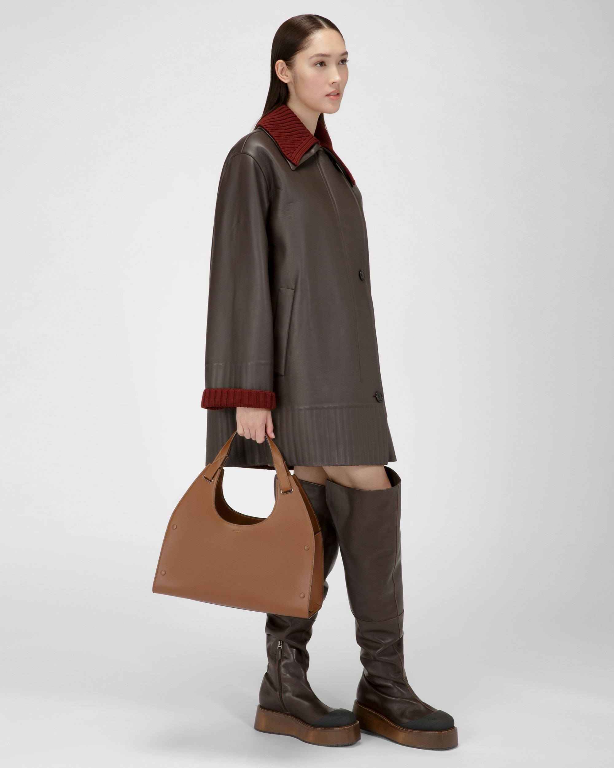 Ahres Leather Shoulder Bag In Brown - Women's - Bally - 07
