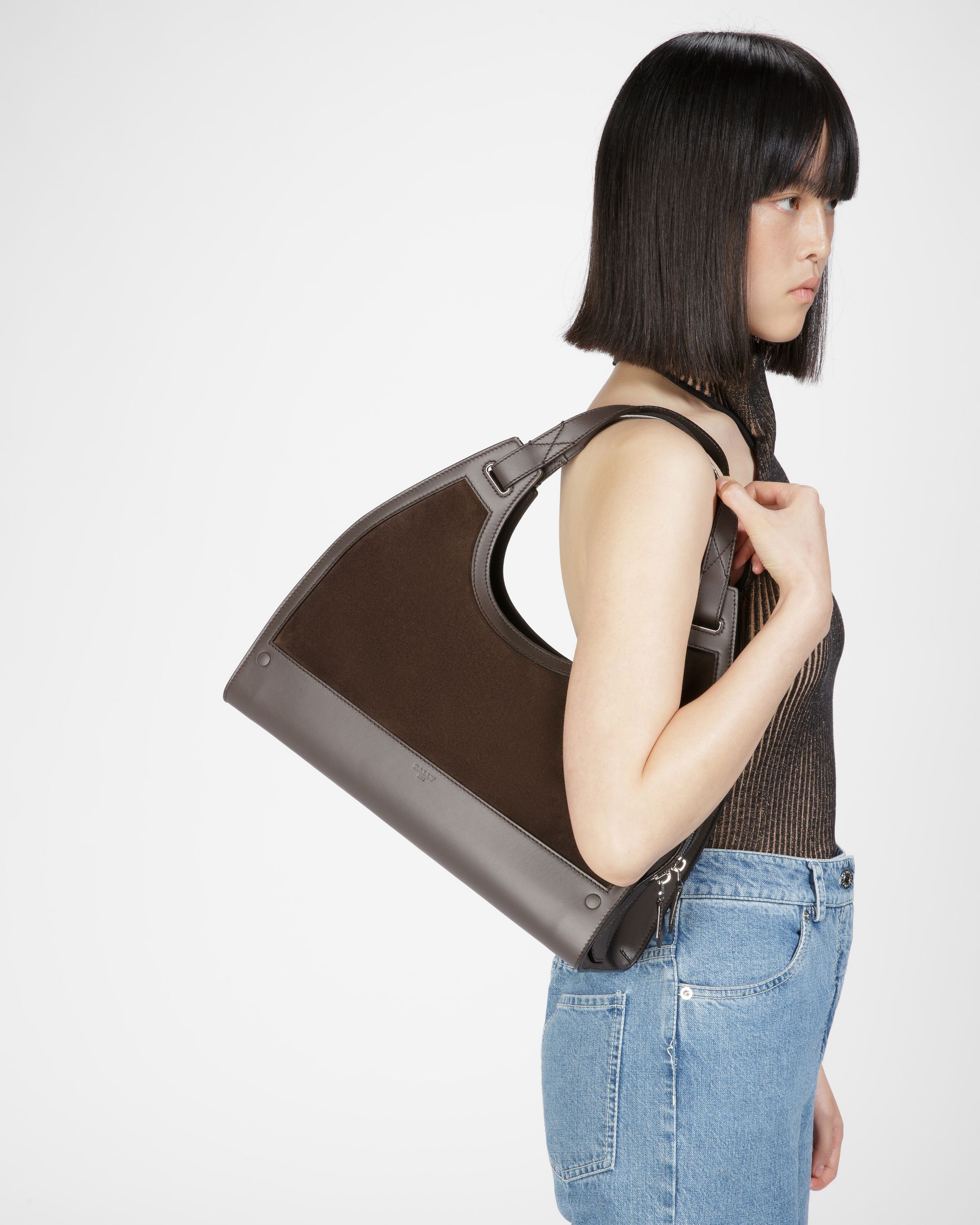 Ahres Bolso De Hombro De Piel En Ébano - Mujer - Bally - 02