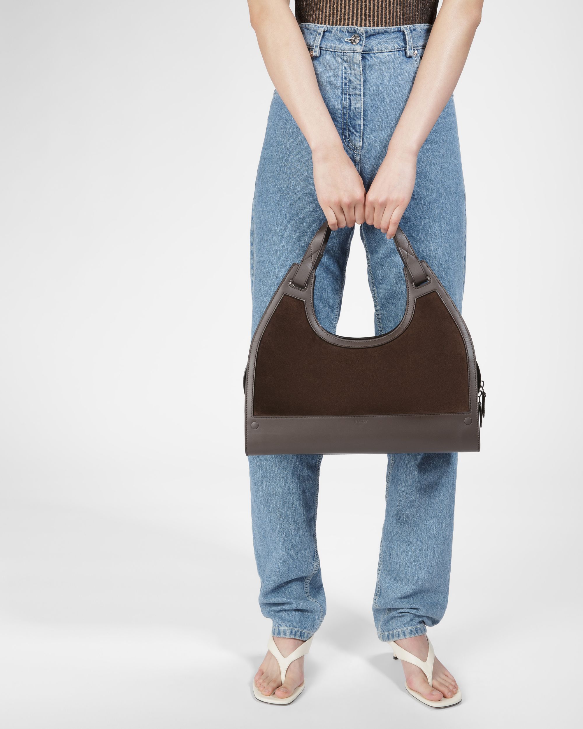 Ahres Bolso De Hombro De Piel En Ébano - Mujer - Bally - 08