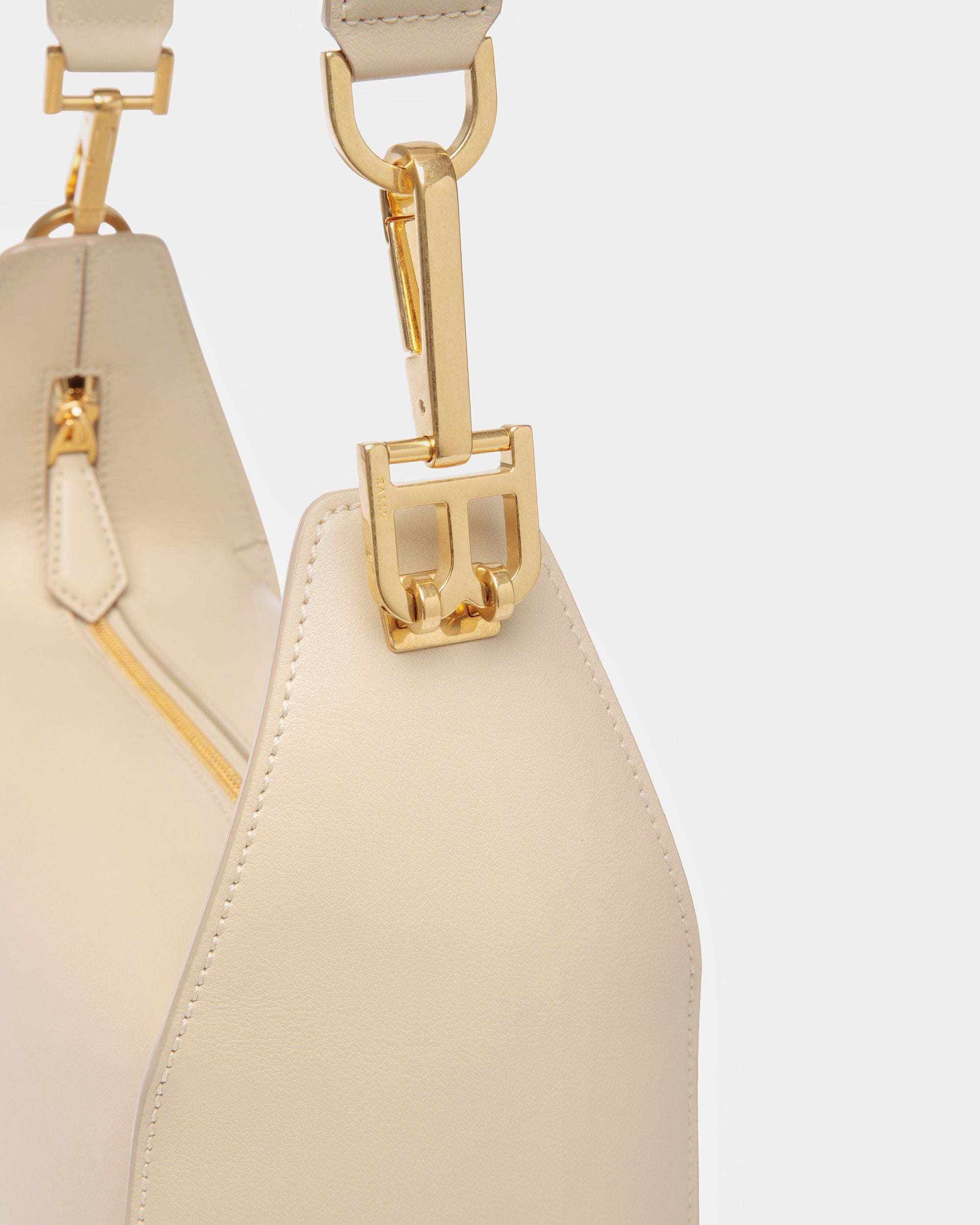B-Hook Leather Shoulder Bag In Fossil - Women's - Bally - 03