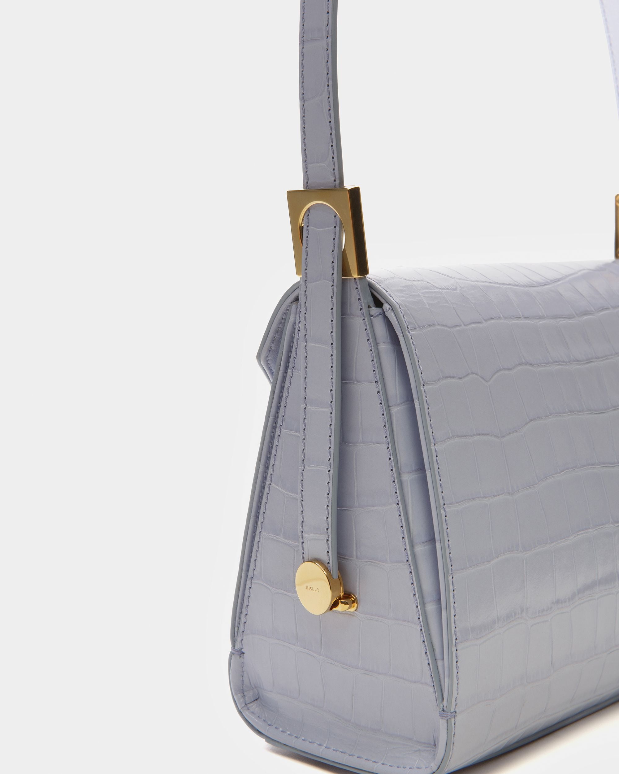 Bolso De Mano Emblem De Piel En Azul Claro - Mujer - Bally - 04