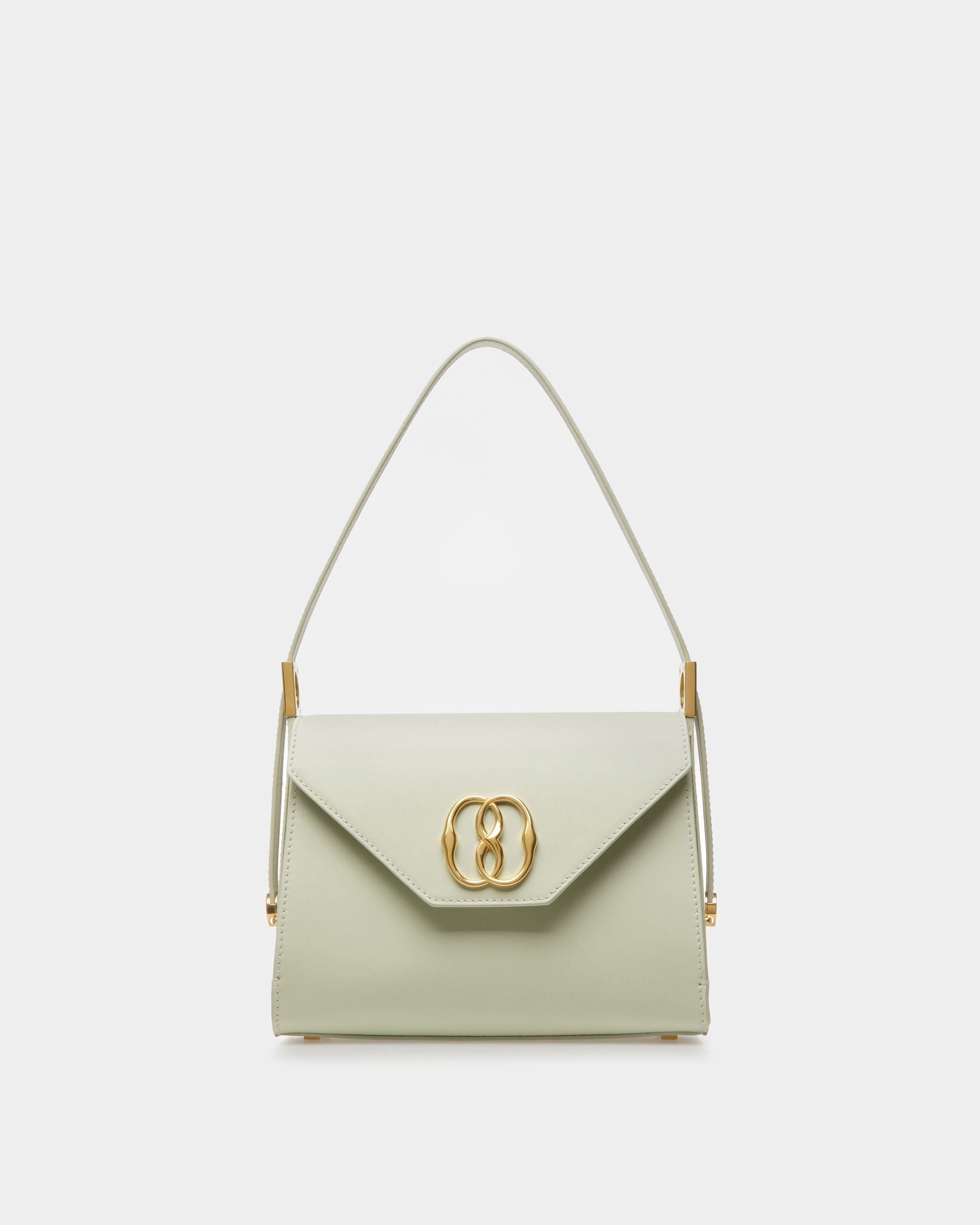 Emblem Top Handle Bag In Baby Green Leather - Women's - Bally - 01