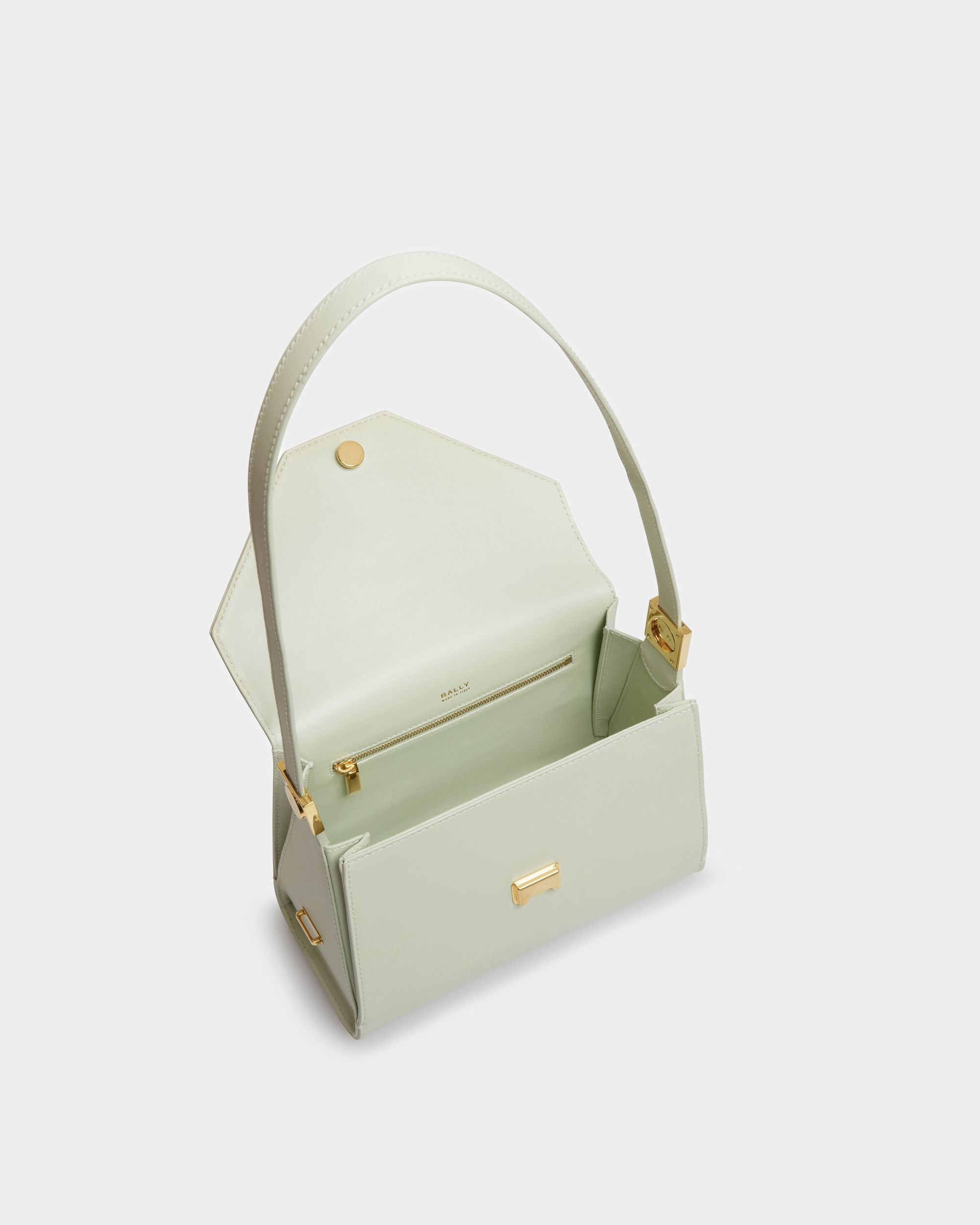 Emblem Top Handle Bag In Baby Green Leather - Women's - Bally - 05