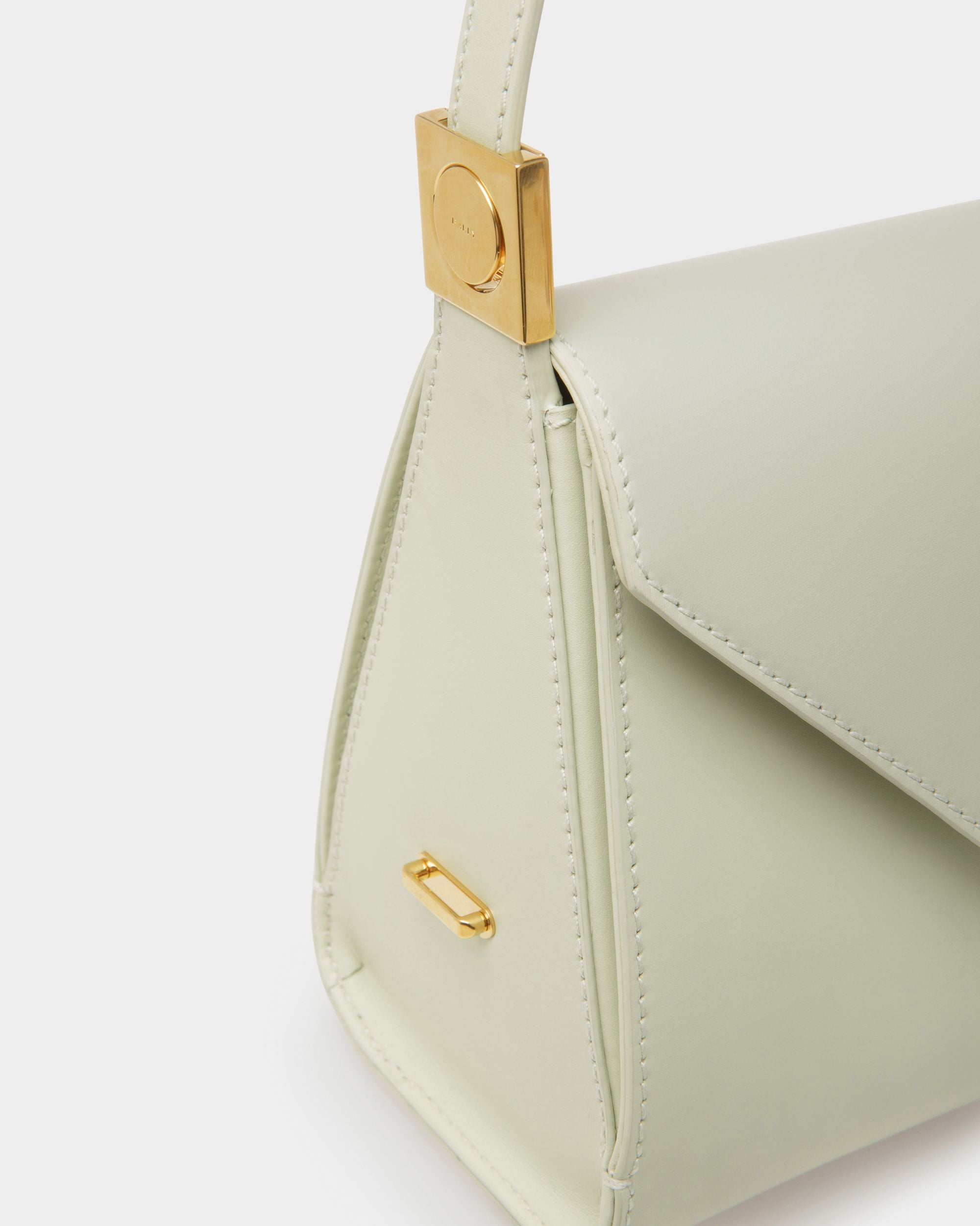 Emblem Top Handle Bag In Baby Green Leather - Women's - Bally - 06