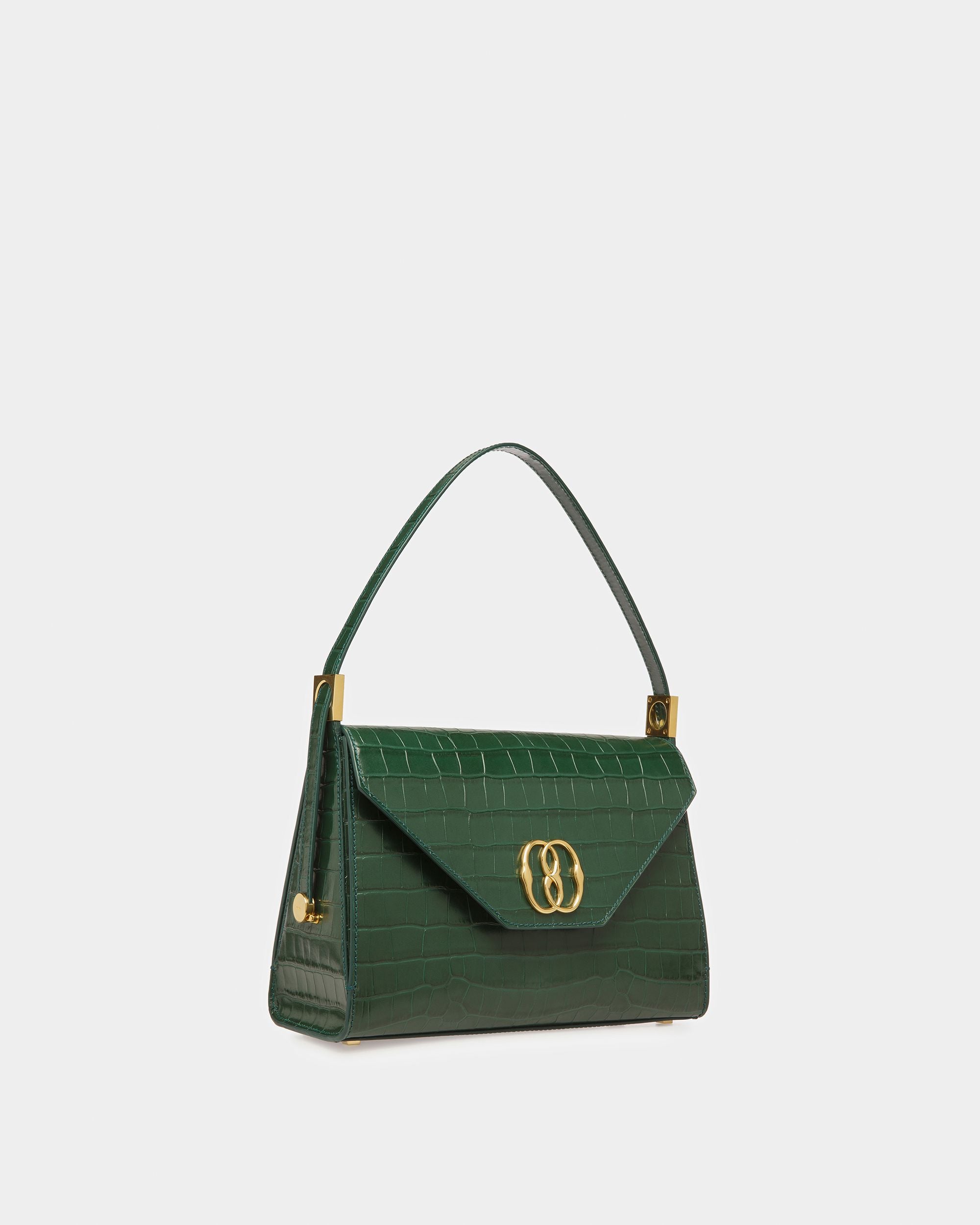 Emblem Shoulder Bag In Crocodile Embossed Leather - Women's - Bally - 04