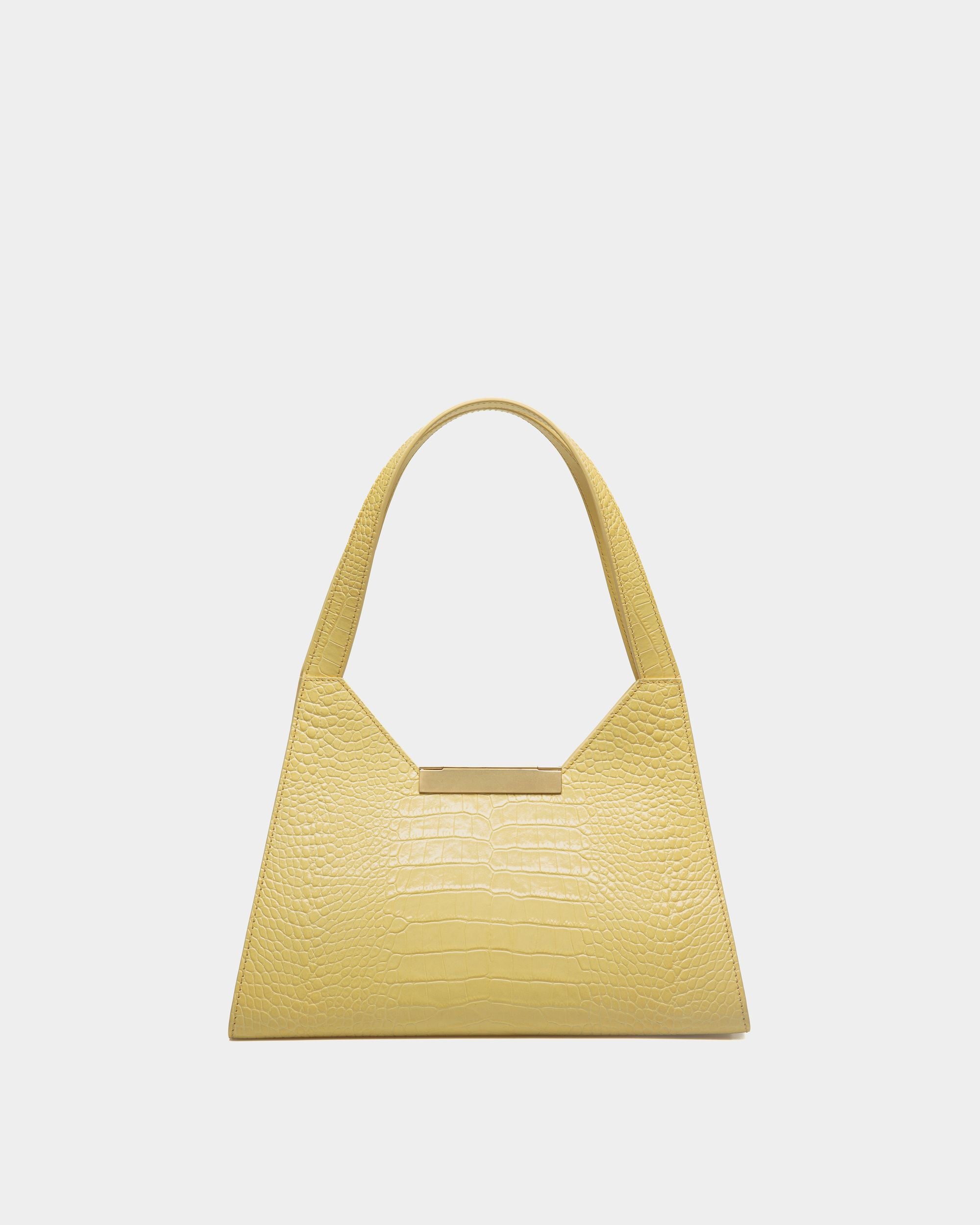 Tilt Shoulder Bag in Vanana Yellow Embossed Leather - Women's - Bally - 02