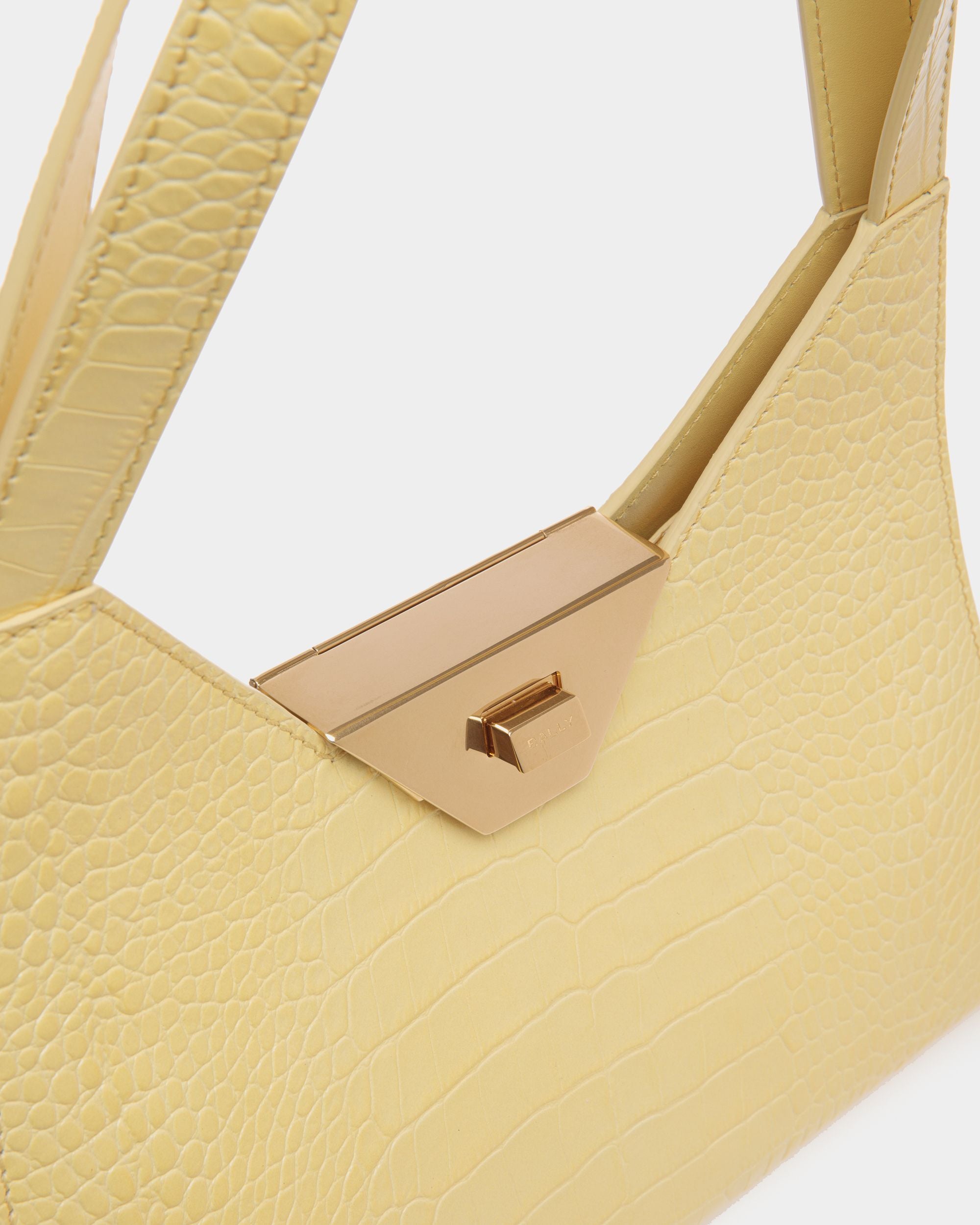 Tilt Shoulder Bag in Vanana Yellow Embossed Leather - Women's - Bally - 05