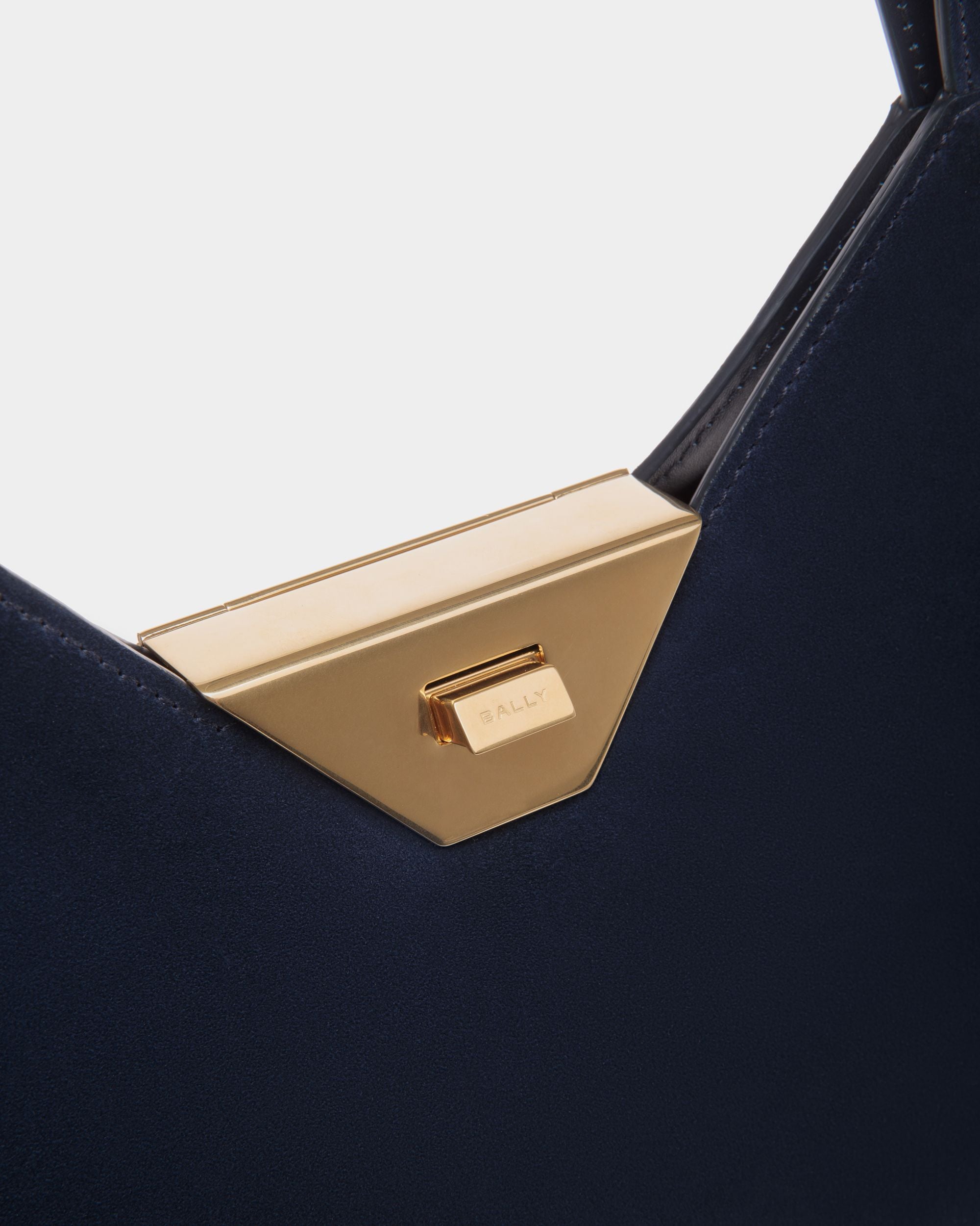 Tilt Shoulder Bag in Blue Suede - Women's - Bally - 05