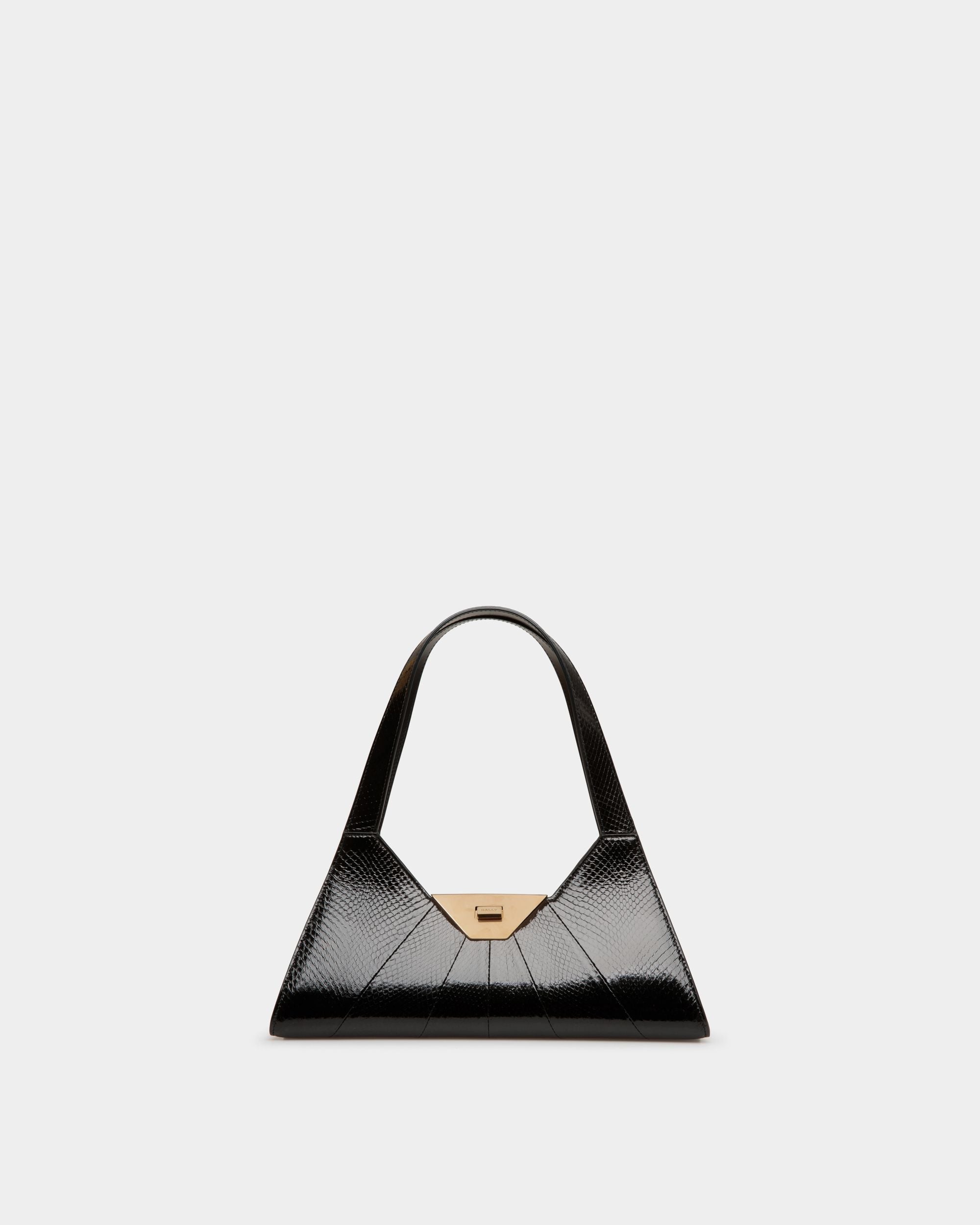 Tilt Shoulder Bag In Black Snakeskin Leather - Women's - Bally - 01